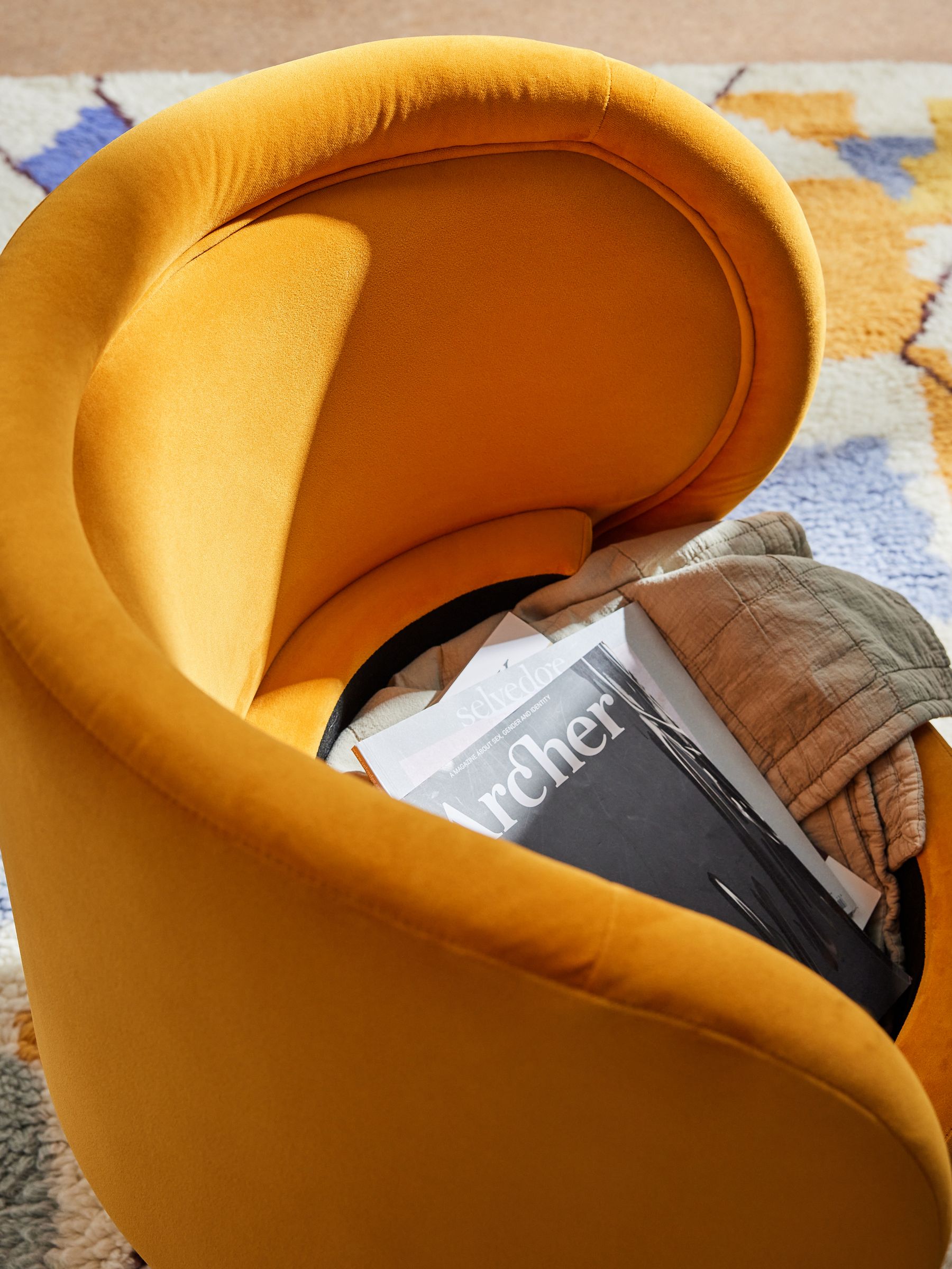 Eva Accent in Honey Yellow Velvet - Image 2 of 4