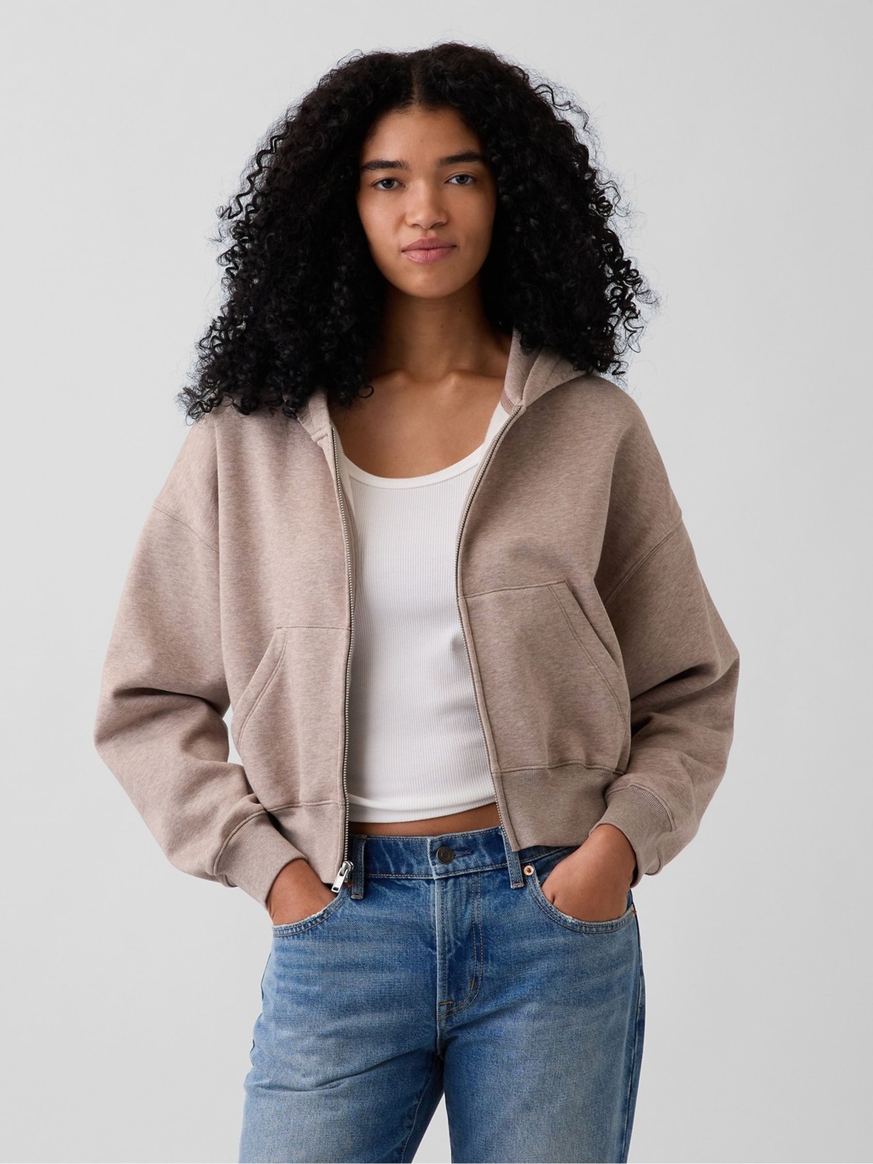 Cool Brown VintageSoft Wedge Zip-up Hoodie - Image 2 of 6 Cool Brown VintageSoft Wedge Zip-up Hoodie - Image 2 of 6