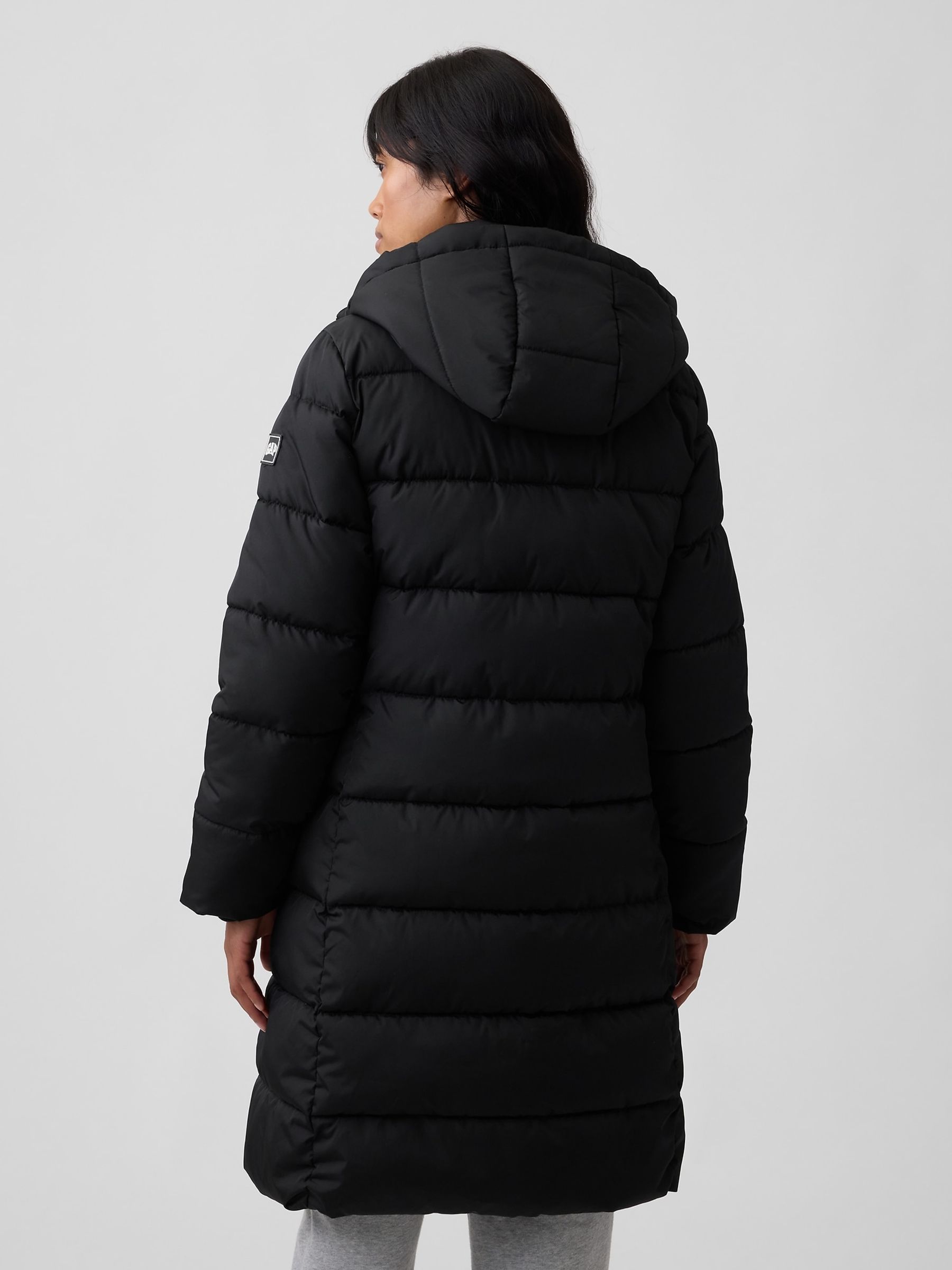 Black Relaxed Midi Puffer Coat - Image 2 of 4