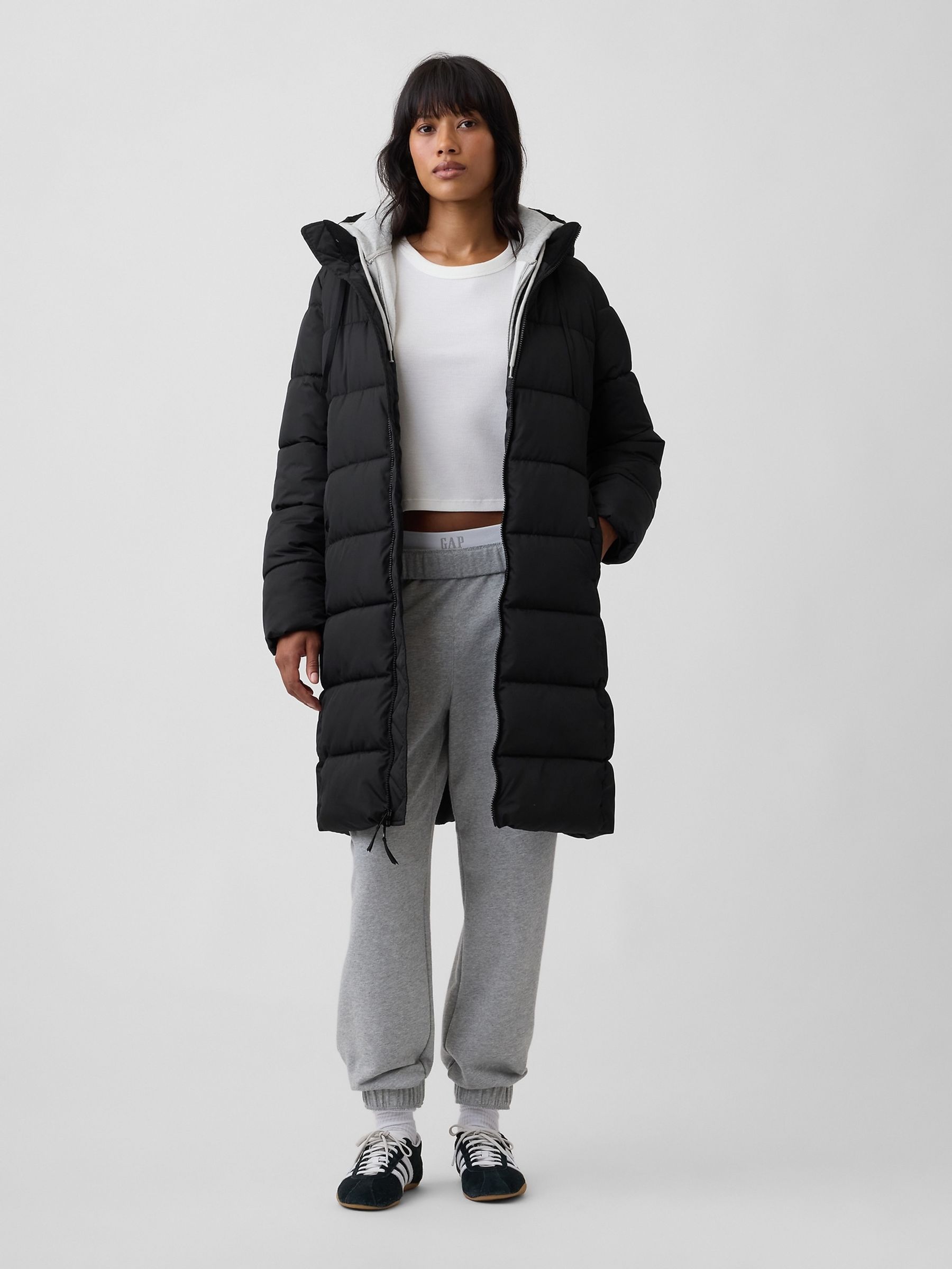 Black Relaxed Midi Puffer Coat - Image 4 of 4 Black Relaxed Midi Puffer Coat - Image 4 of 4