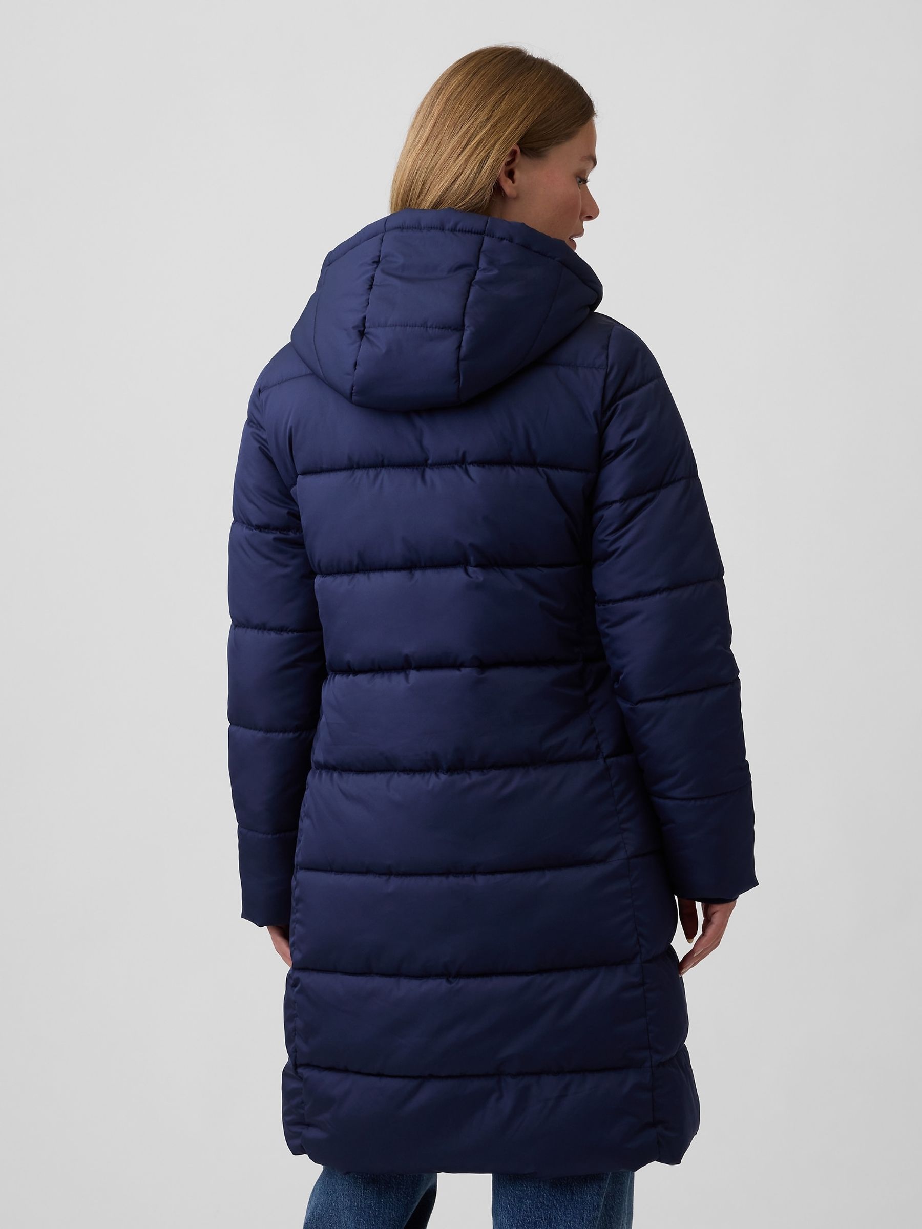 Blue Relaxed Midi Puffer Coat - Image 2 of 4
