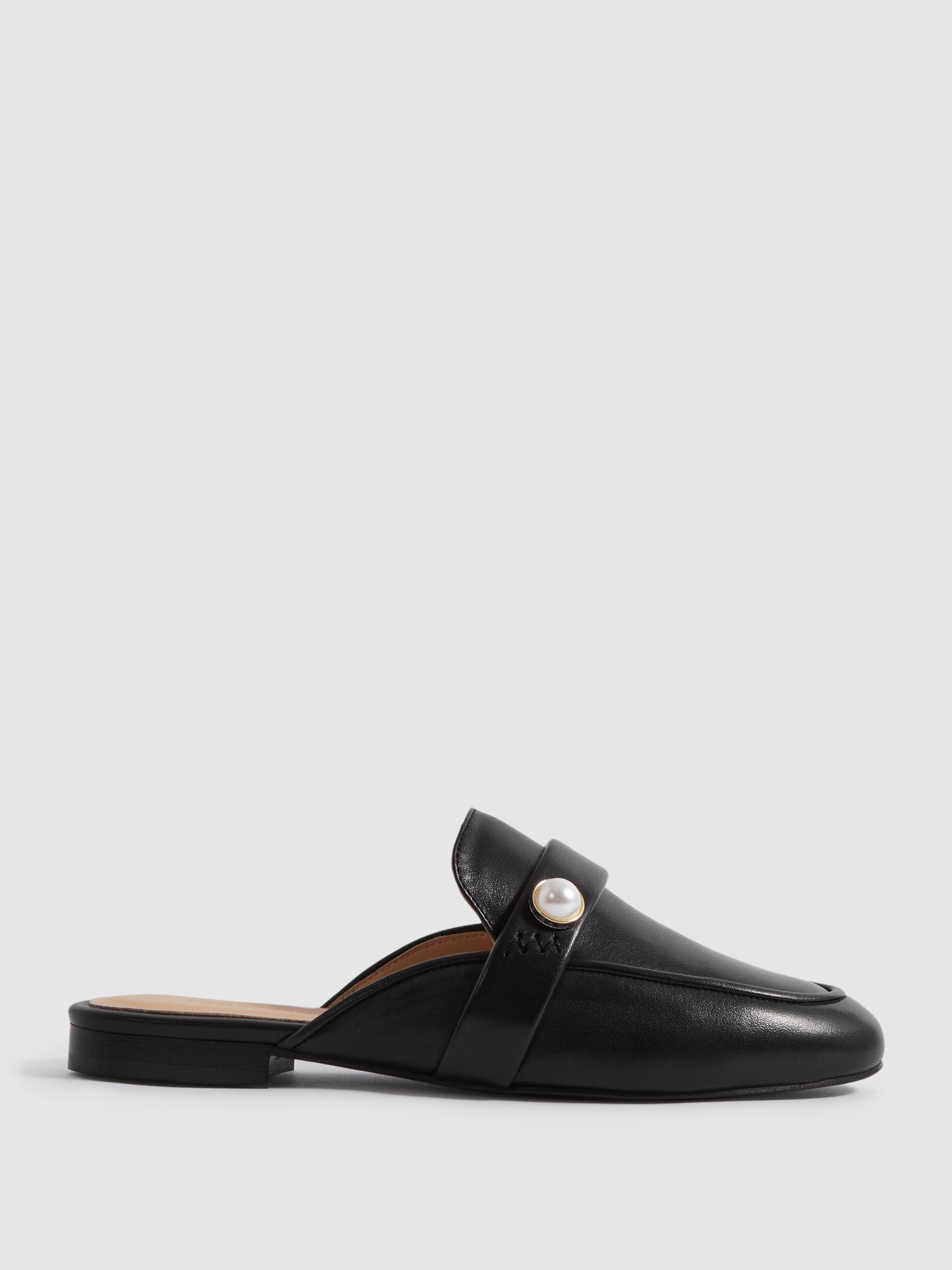 Camilla Elphick Leather Slip-On Flats in Black - Image 1 of 5