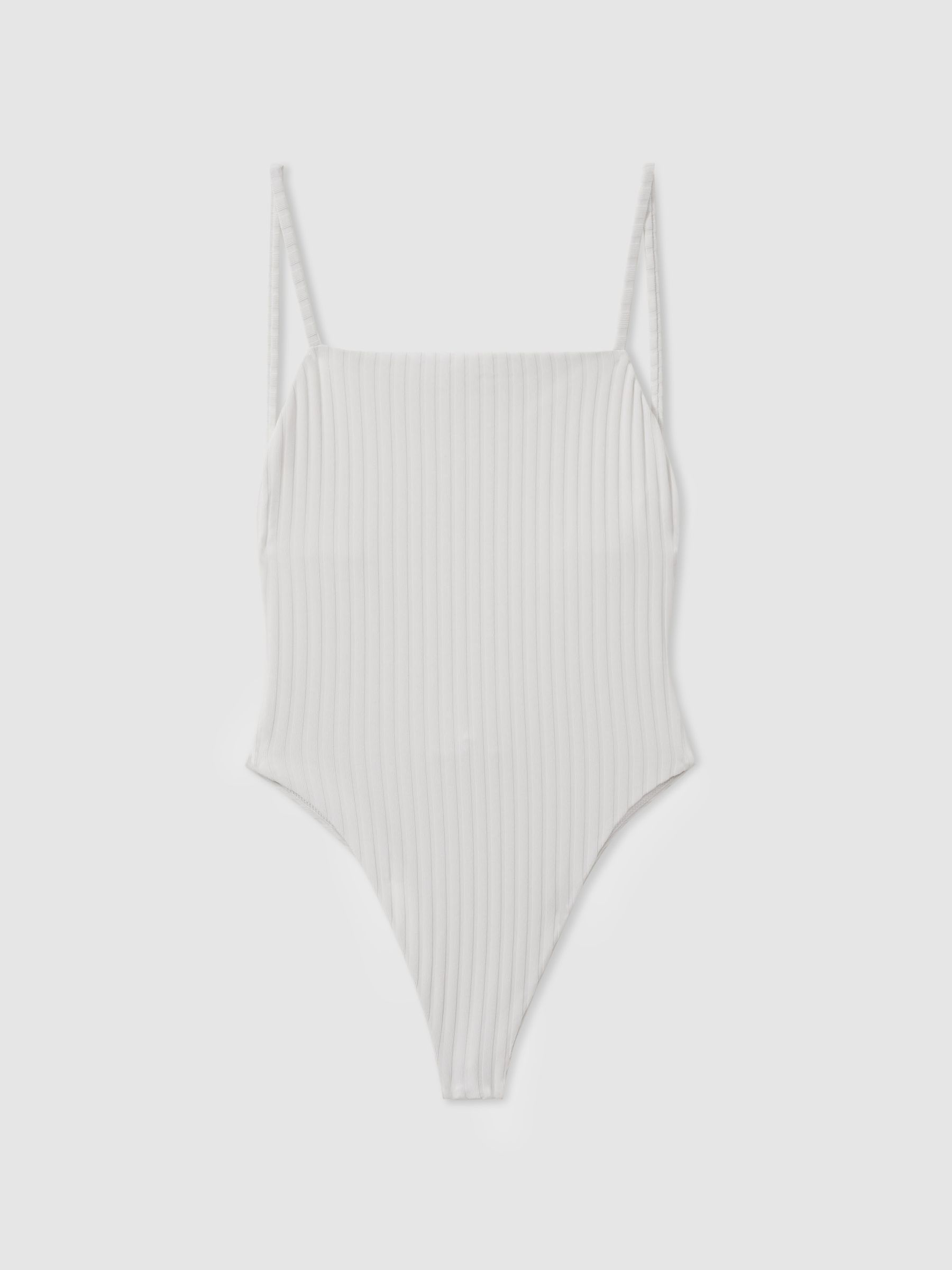 Calvin Klein White Underwear Ribbed Low-Back Swimsuit - Image 1 of 2