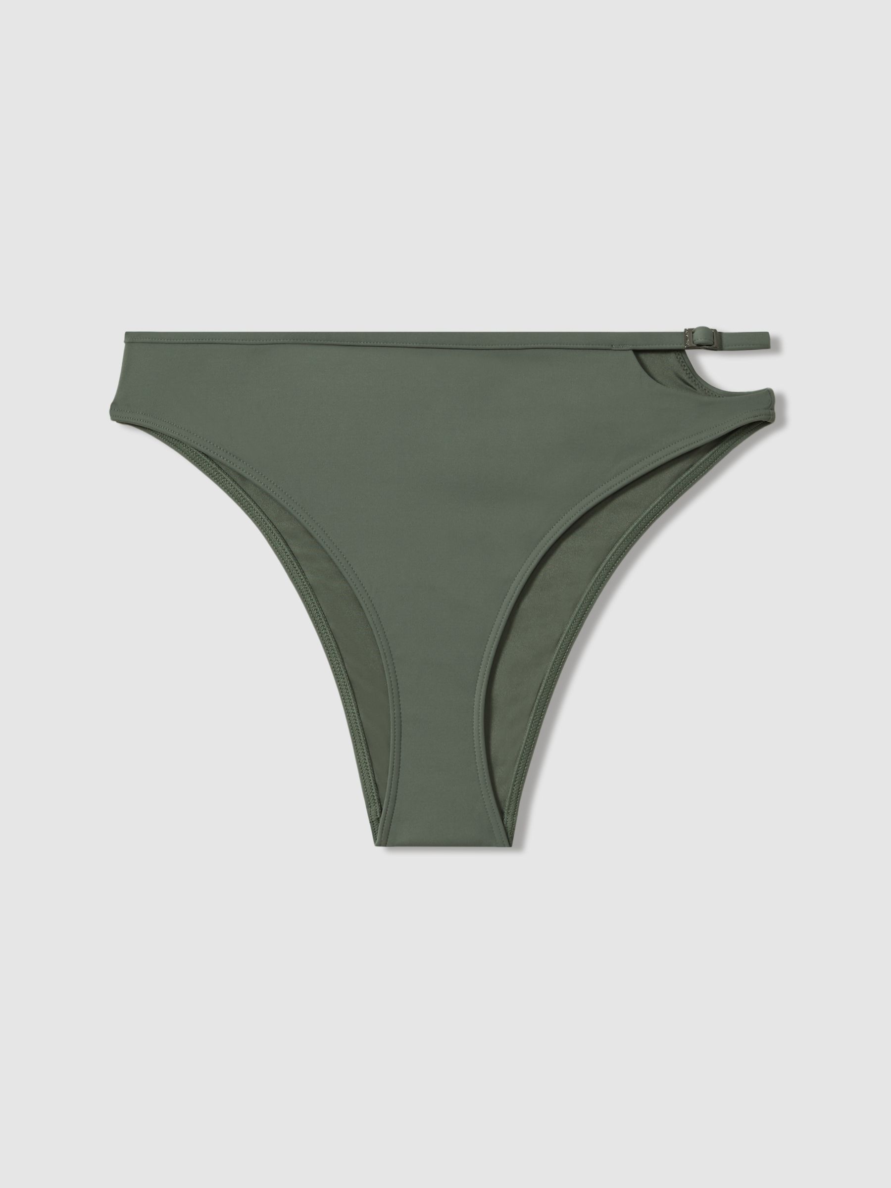 Calvin Klein Underwear Asymmetric Cut-Out Bikini Bottoms in Wetlands Green - Image 1 of 2