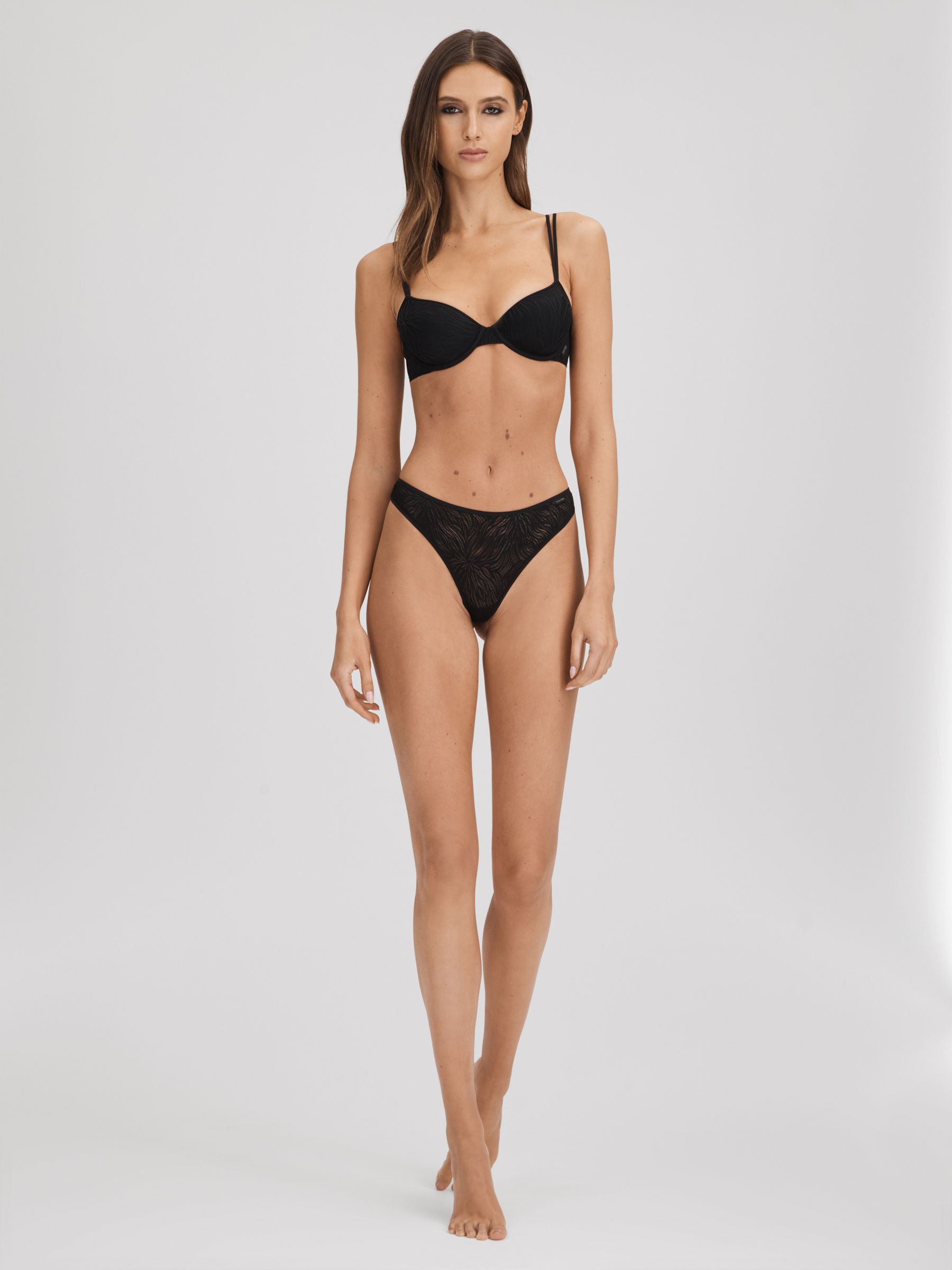 Calvin Klein Underwear Lace Thong in Black - Image 1 of 5