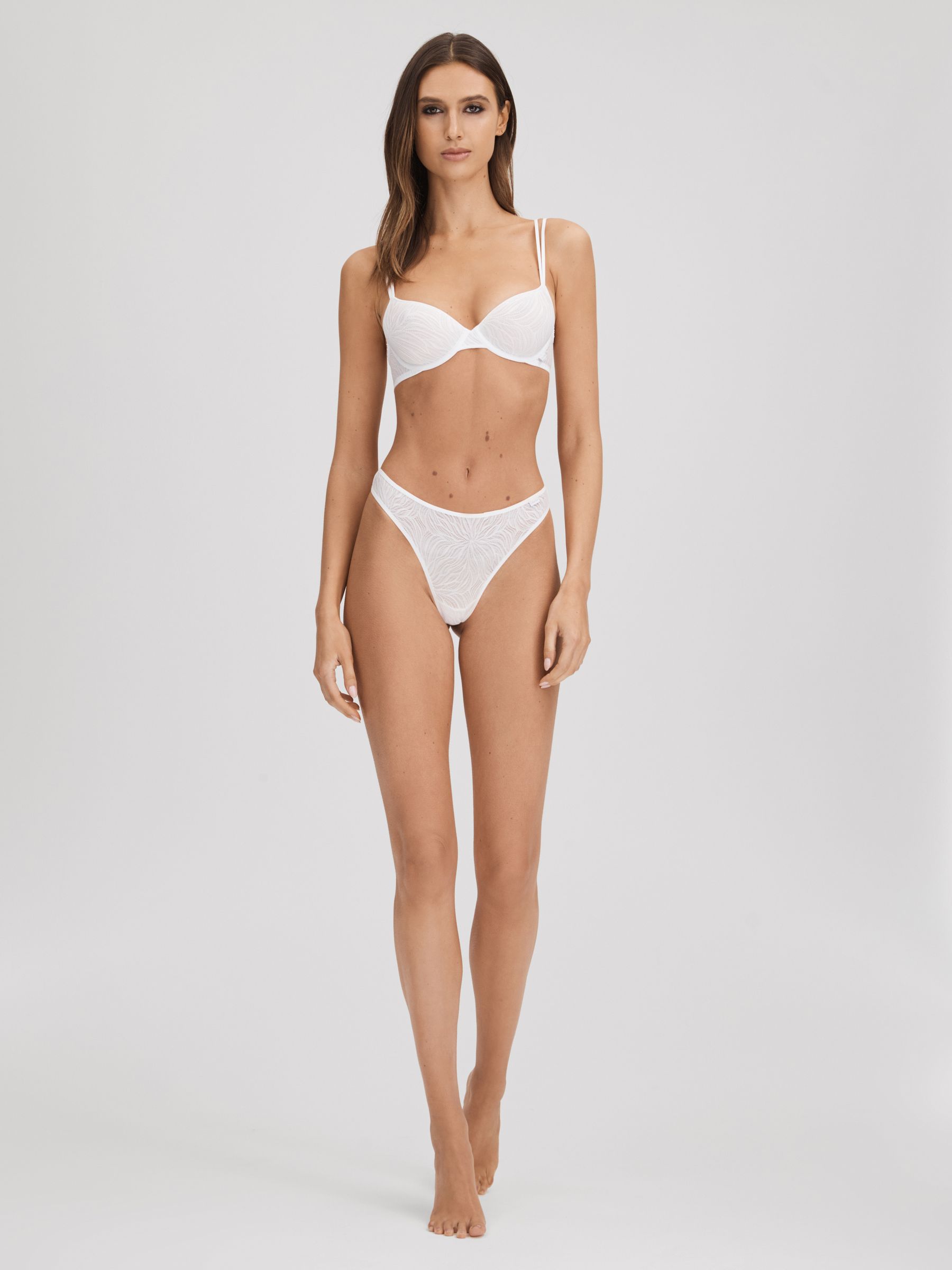 Underwear Microfibre Lace Bra in White - Image 3 of 5