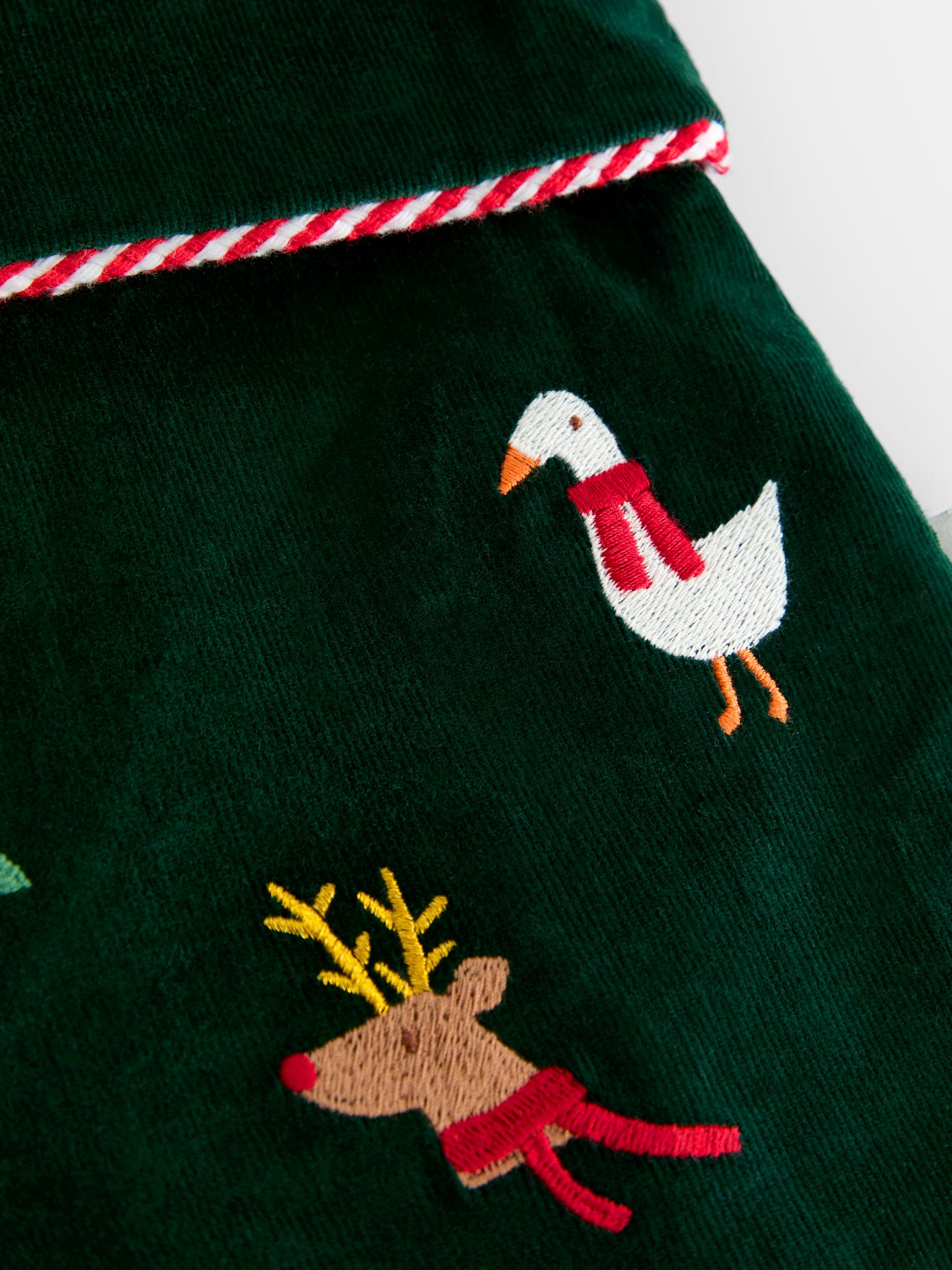 Green Christmas Embroidered Cord Stocking - Image 4 of 4