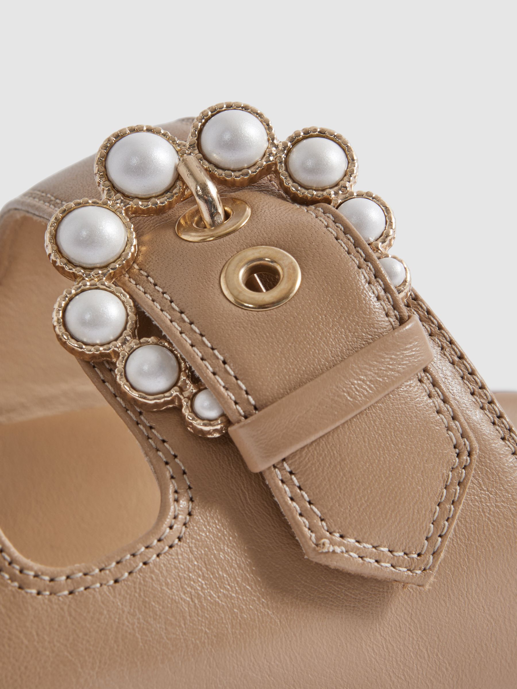 Camilla Elphick Leather Pearl Strap Sandals in Tan - Image 5 of 5