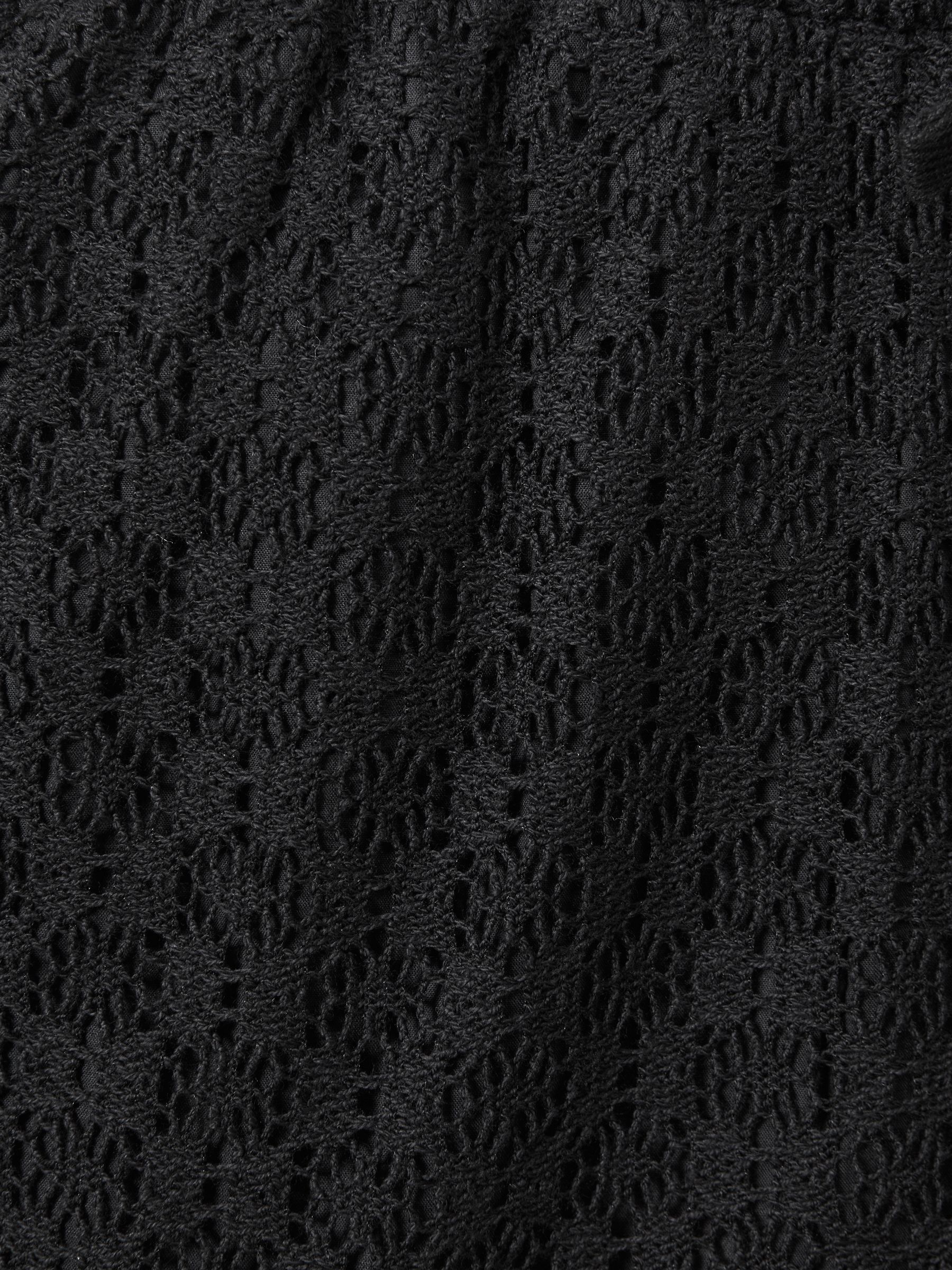 Cotton Blend Crochet Drawstring Shorts in Black - Image 6 of 6