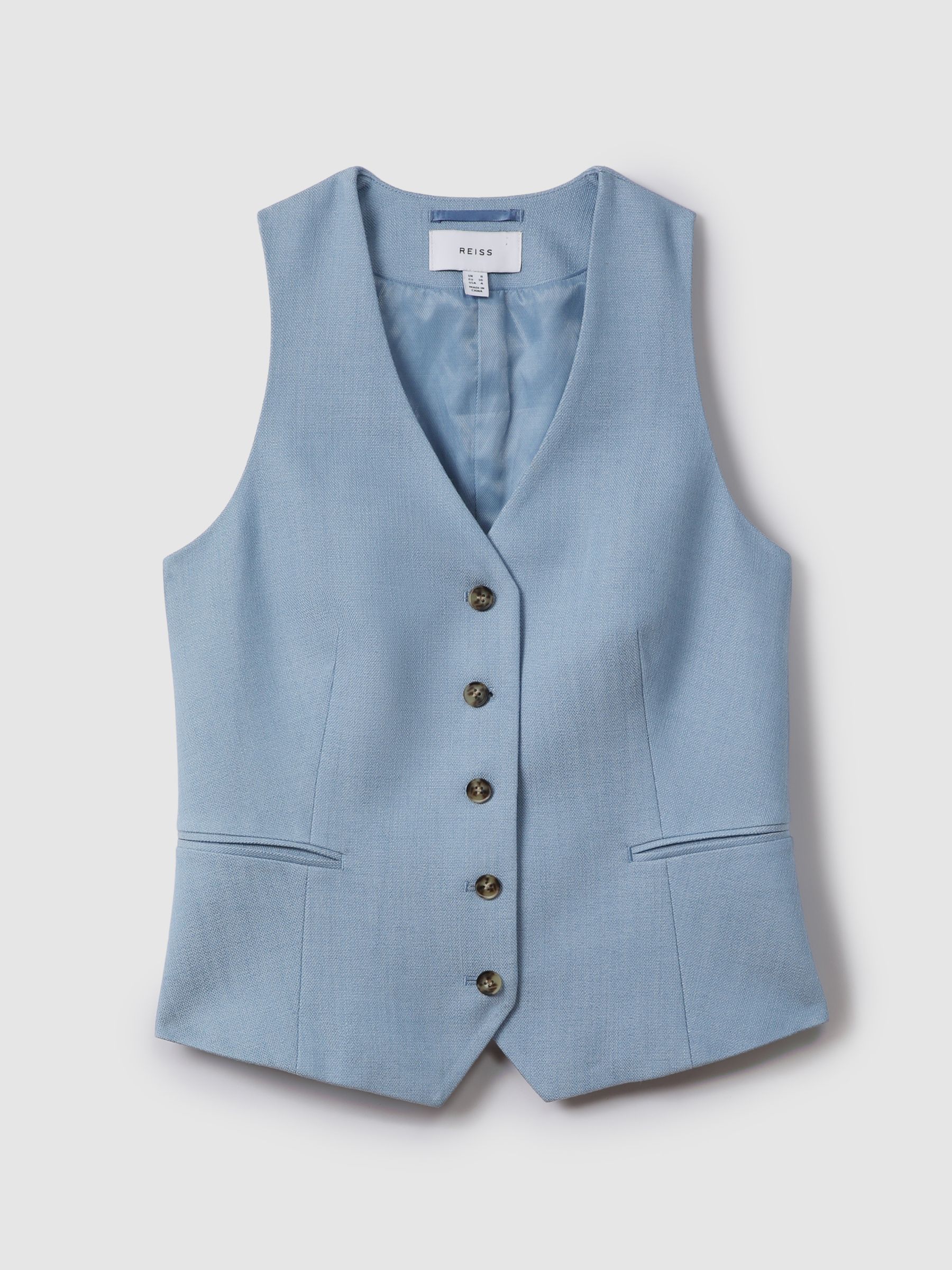 Single Breasted Suit Waistcoat with TENCEL™ Fibers in Blue - Image 2 of 6