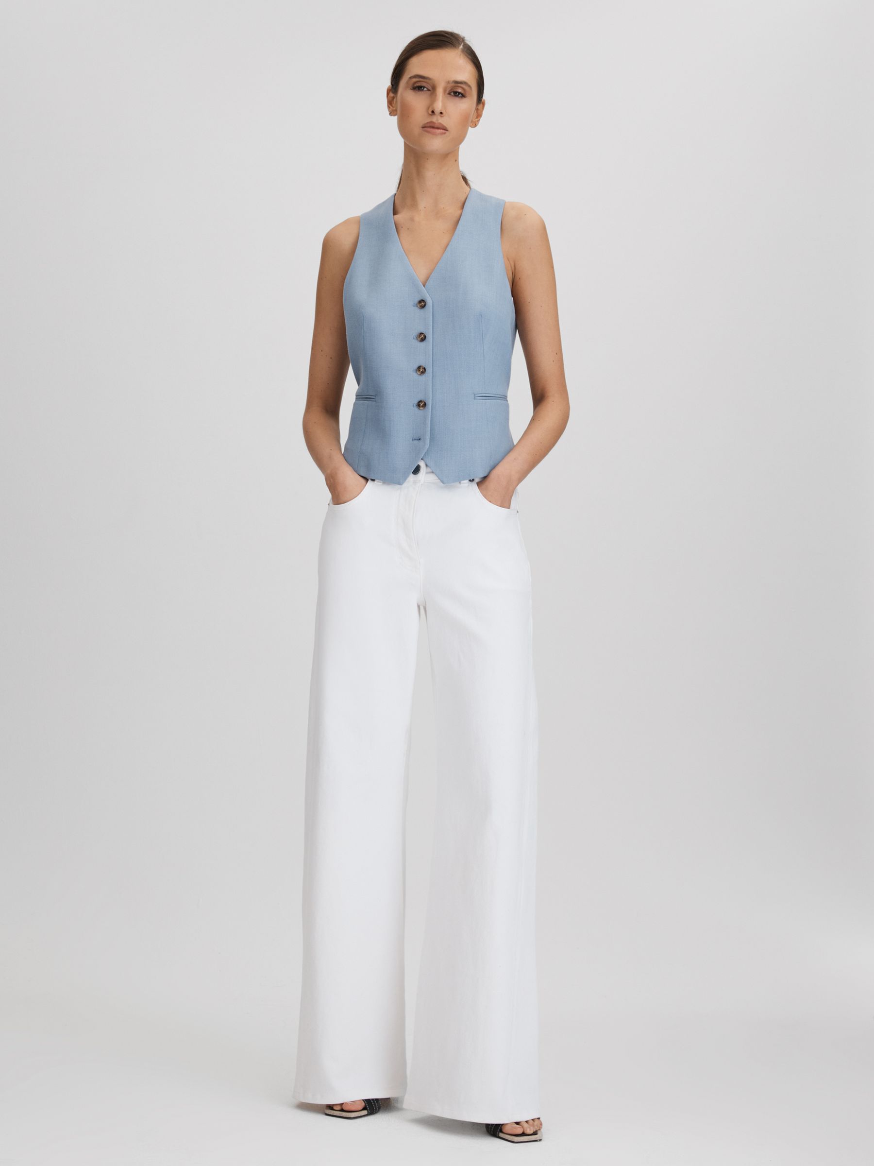 Single Breasted Suit Waistcoat with TENCEL™ Fibers in Blue - Image 3 of 6