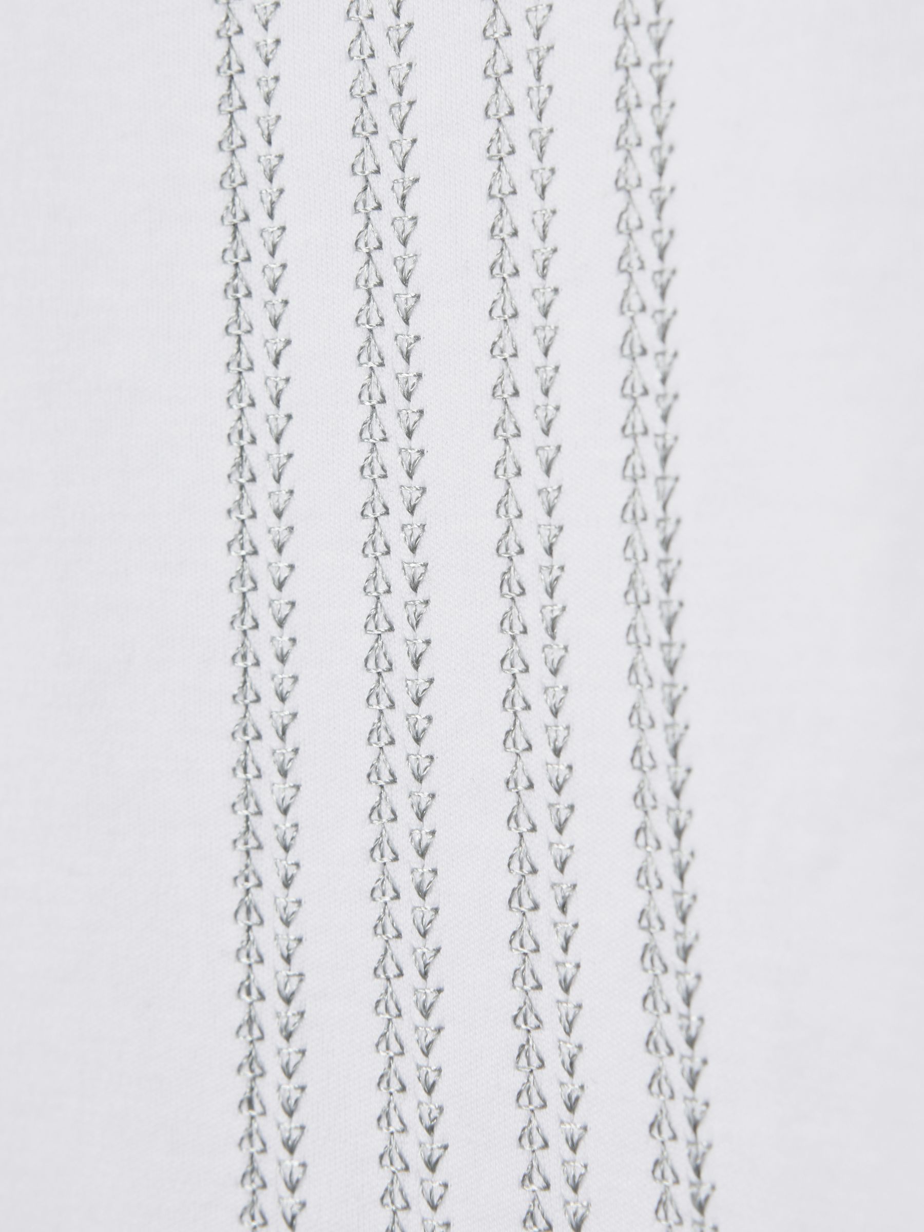 Mercerised Cotton Embroidered Cuban Collar Shirt in White/Sage - Image 6 of 6