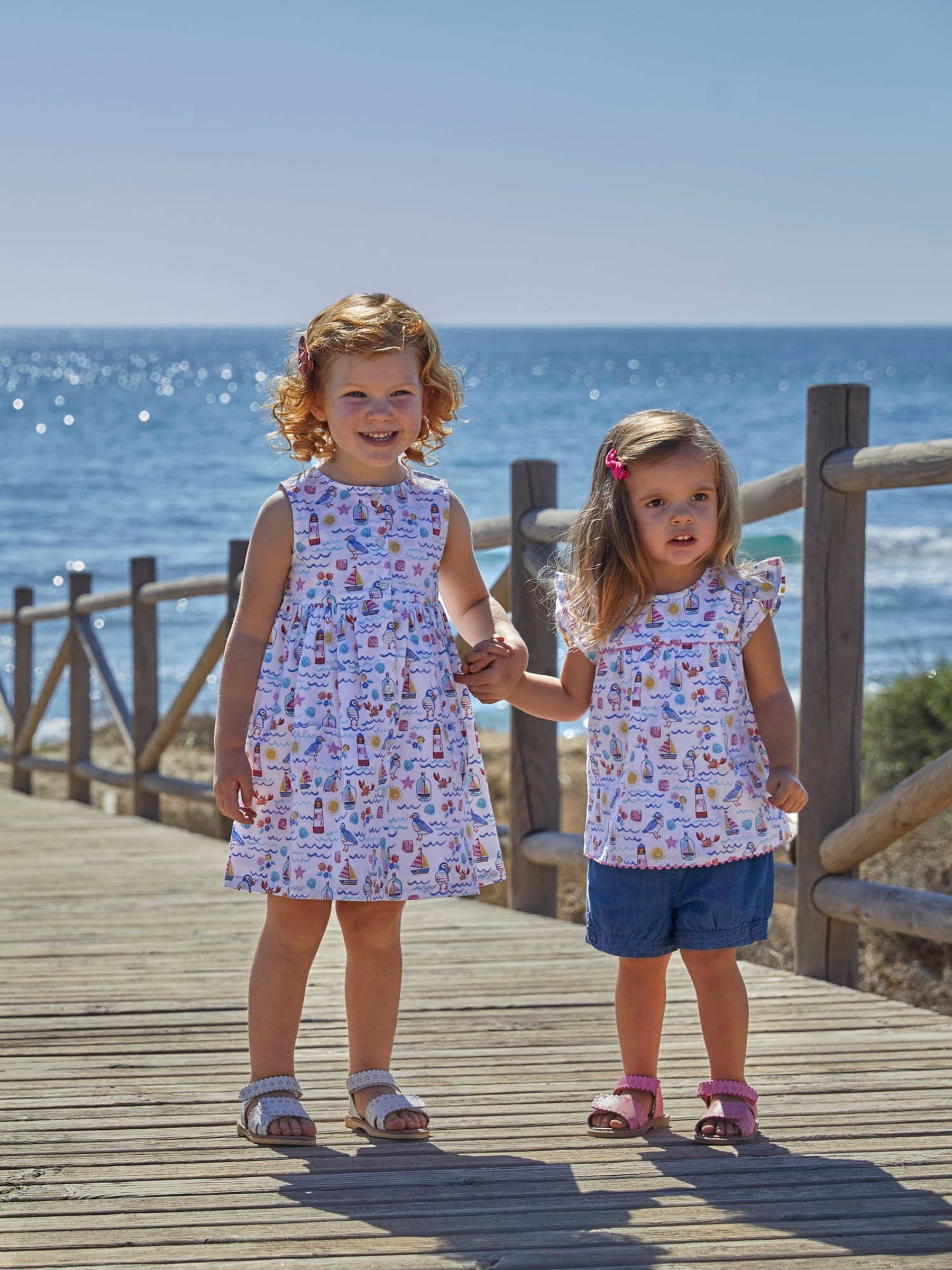 White Seashore Print Button Through Dress - Image 1 of 4