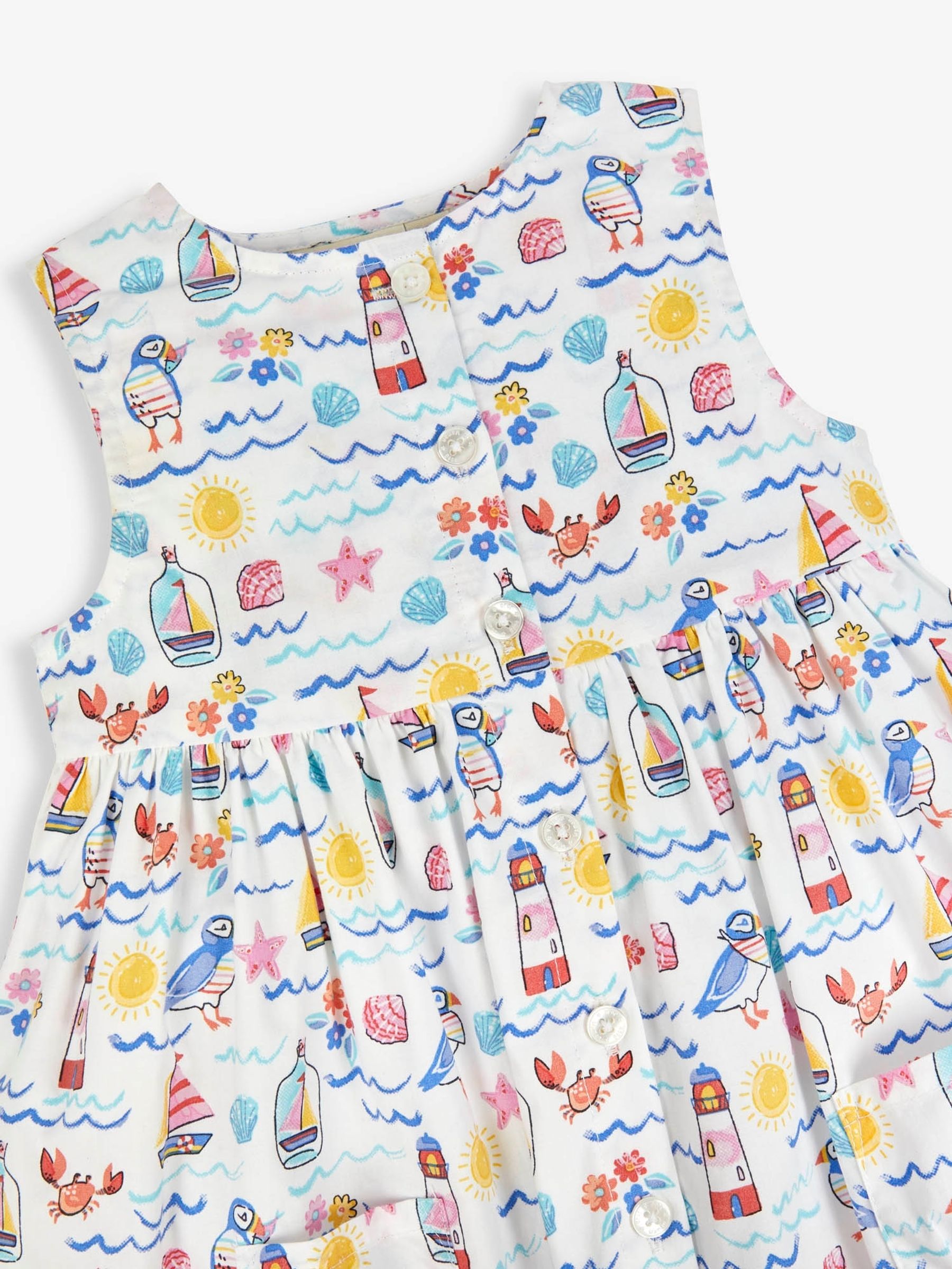 White Seashore Print Button Through Dress - Image 4 of 4