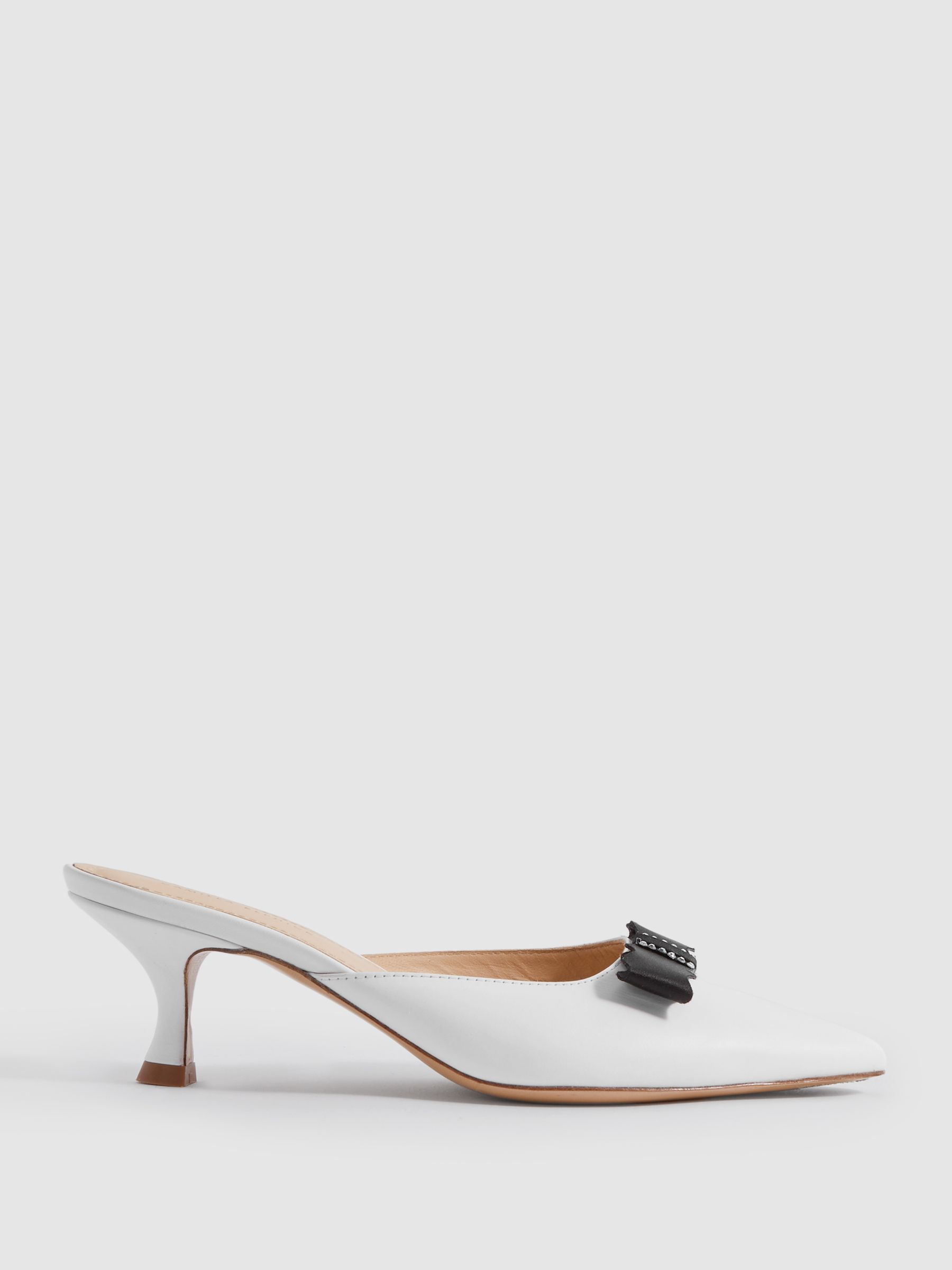 Camilla Elphick Open-Back Kitten Heels in White/Black - Image 1 of 4