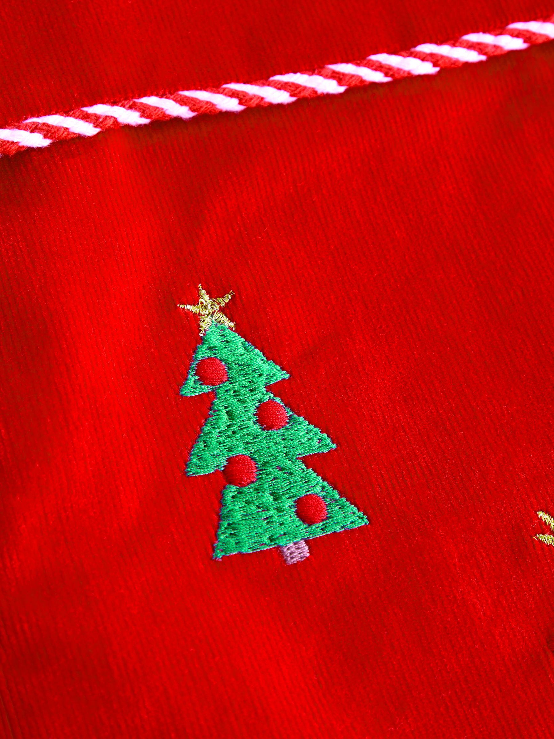 Red Christmas Embroidered Cord Stocking - Image 4 of 5