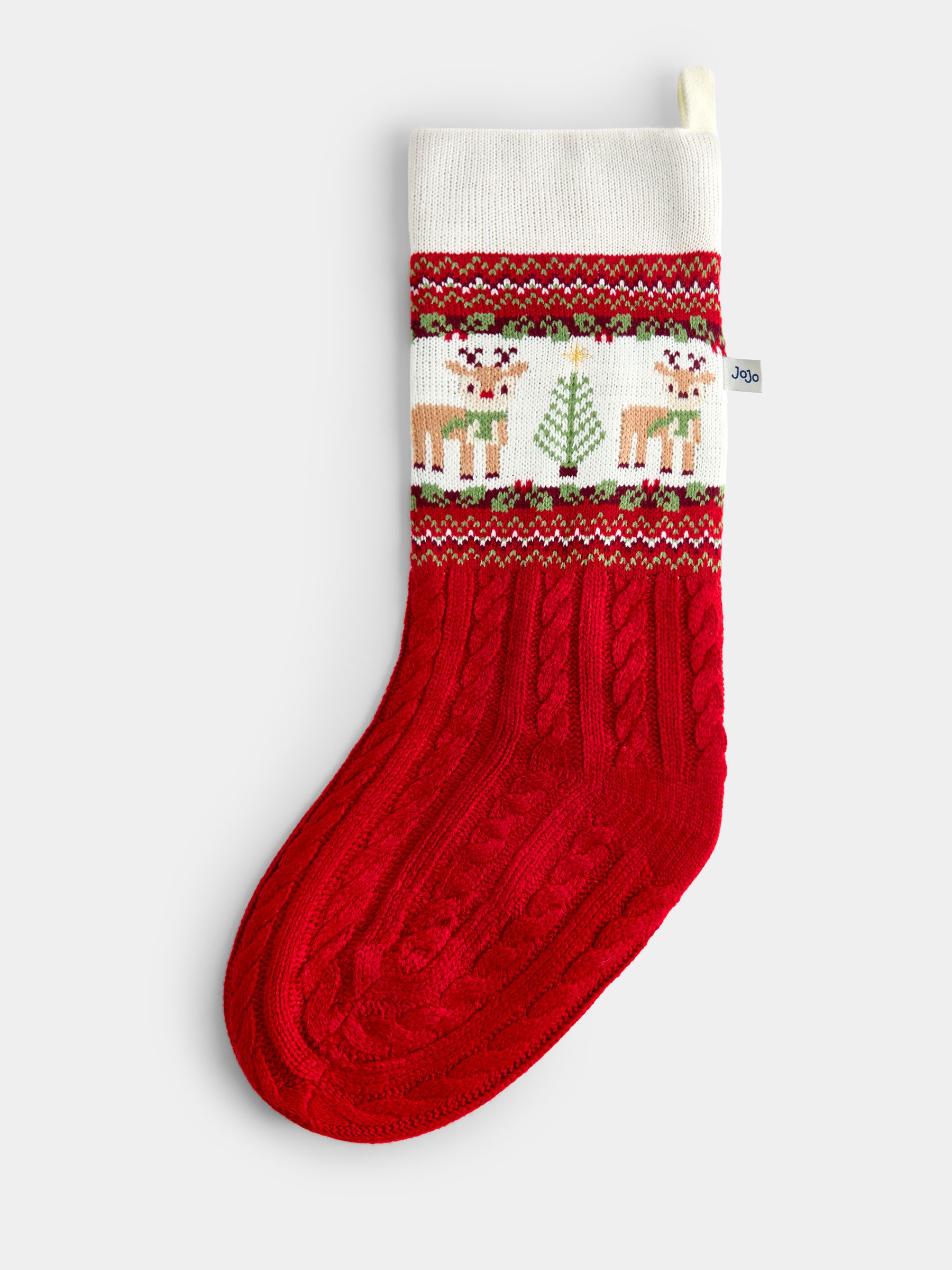 Red Reindeer Fairisle Knitted Christmas Stocking - Image 1 of 4