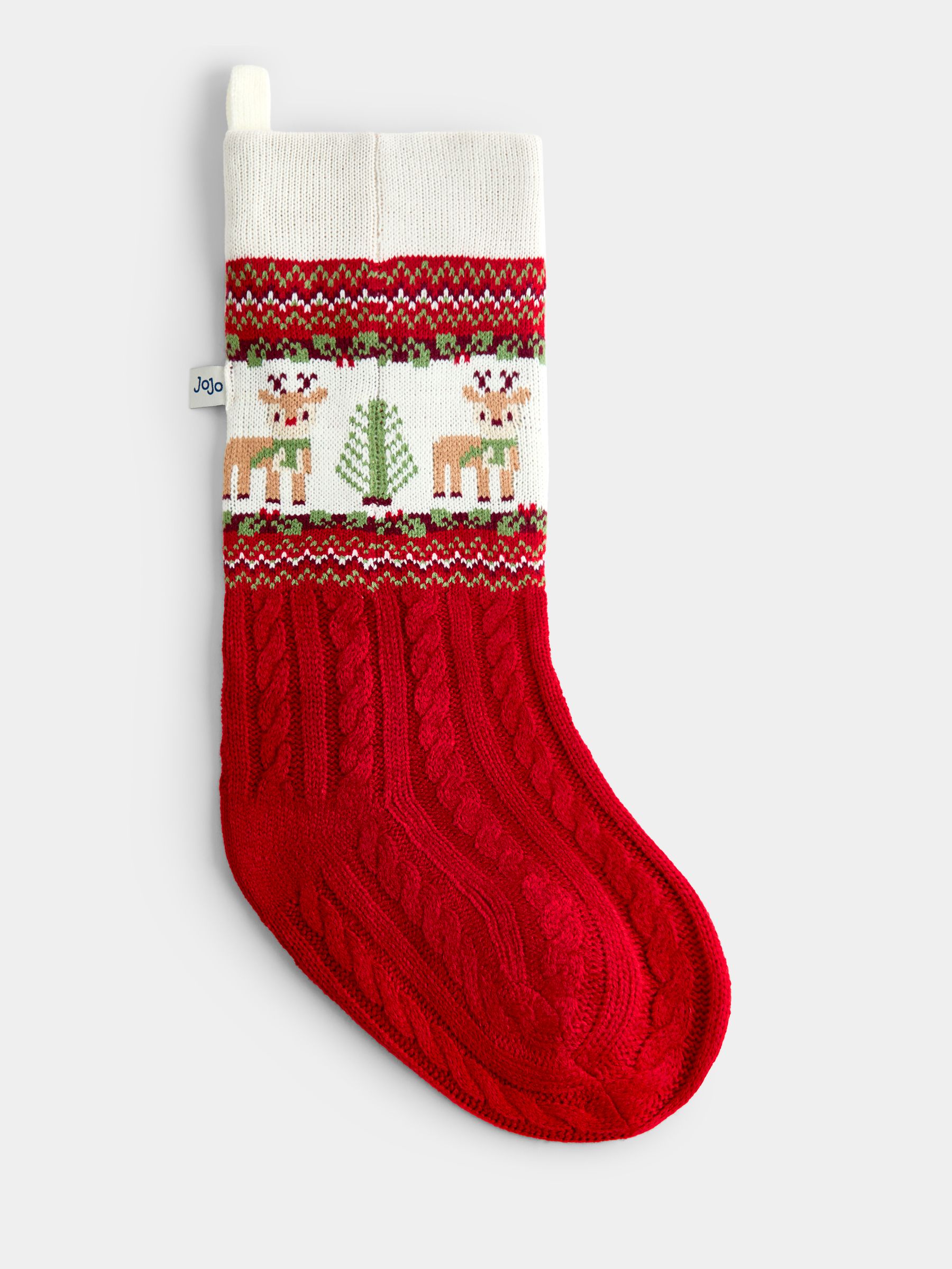 Red Reindeer Fairisle Knitted Christmas Stocking - Image 2 of 4 Red Reindeer Fairisle Knitted Christmas Stocking - Image 2 of 4