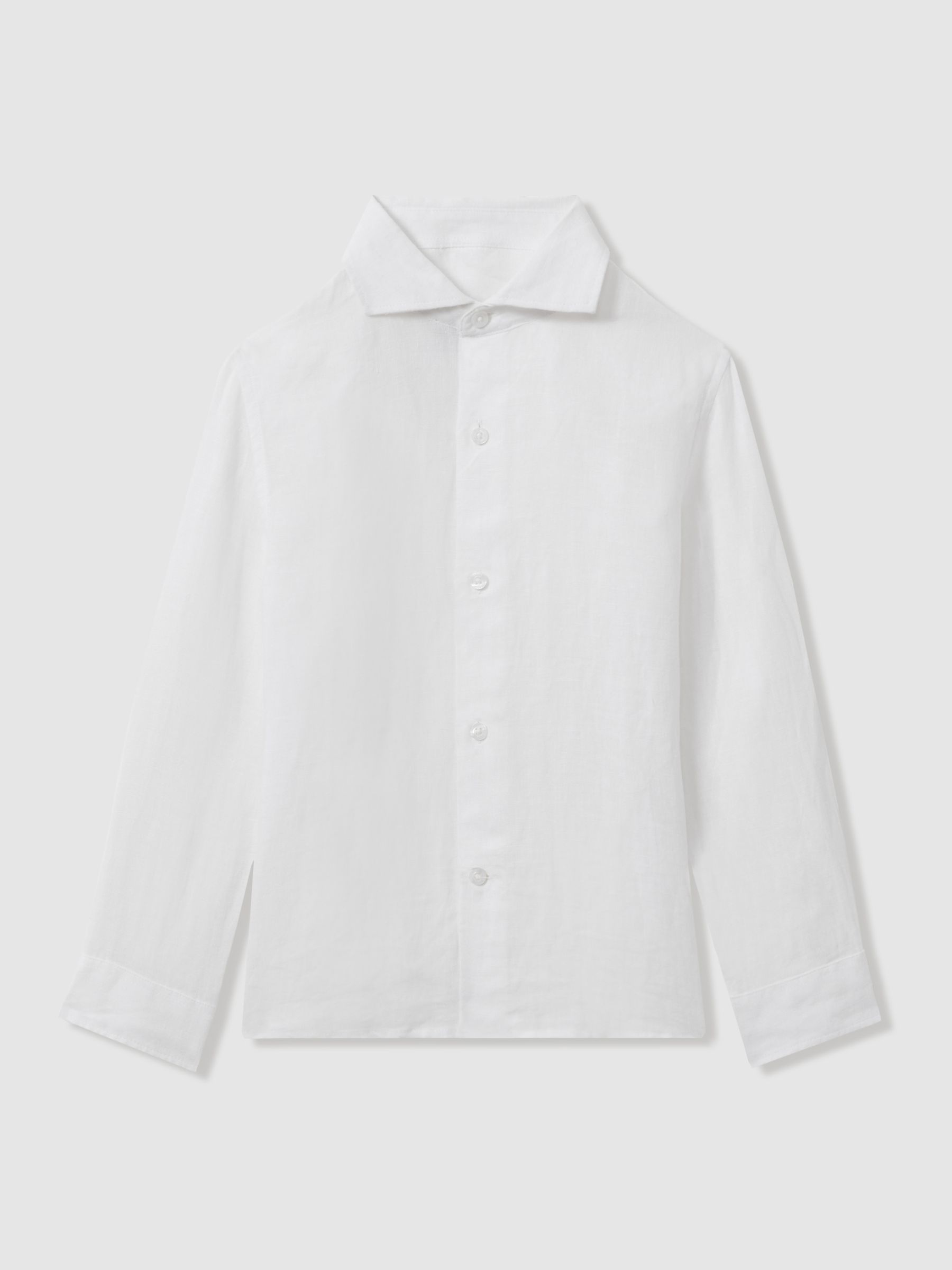 3-9 yrs Striped Linen Cutaway Collar Shirt in White - Image 2 of 4