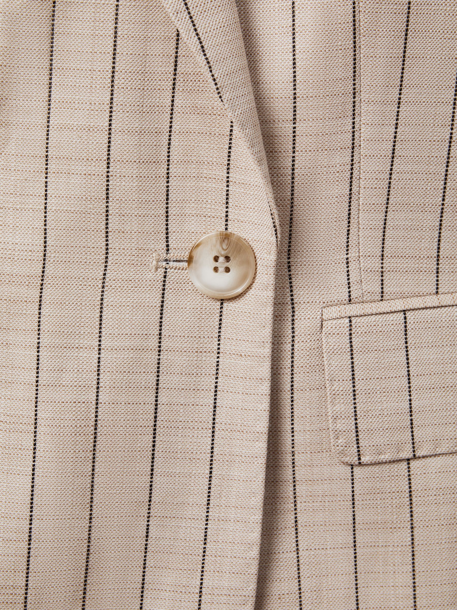 Wool Blend Striped Double Breasted Blazer in Neutral - Image 6 of 6