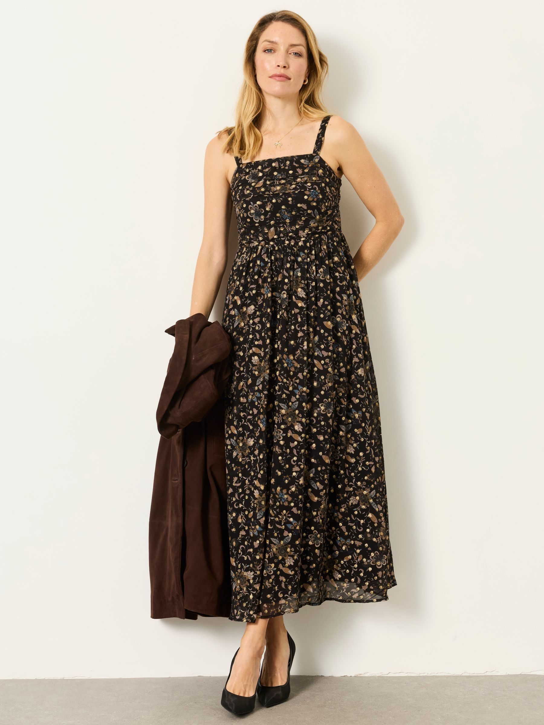 Mischa Black Petite Metallic Spot Dress - Image 1 of 6