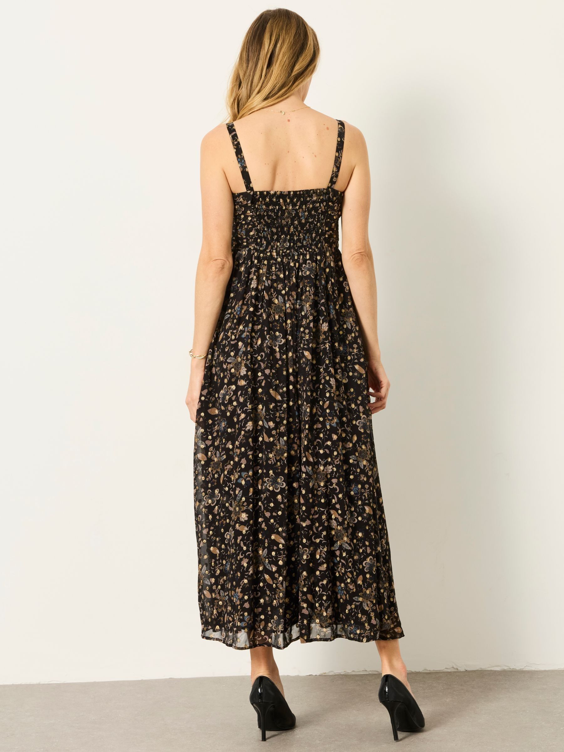 Mischa Black Petite Metallic Spot Dress - Image 2 of 6 Mischa Black Petite Metallic Spot Dress - Image 2 of 6