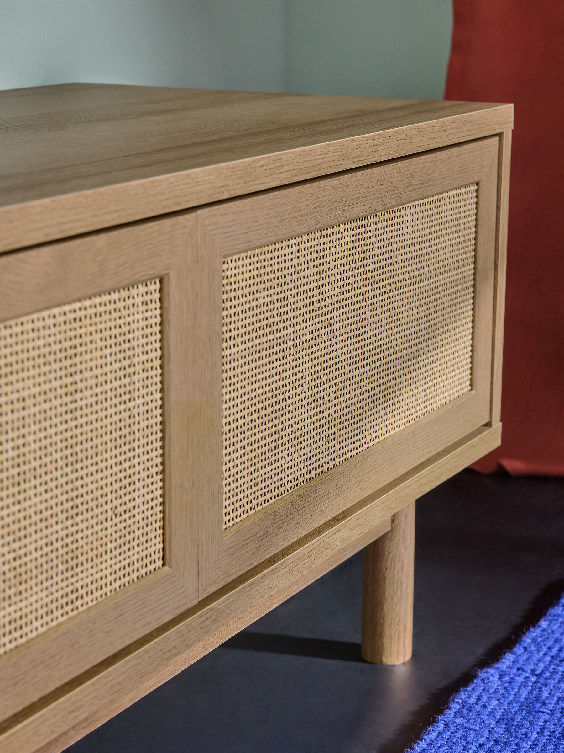 Pavia Rattan Wide Up to 50 Inch TV Unit in Oak Effect 1 - Image 2 of 5