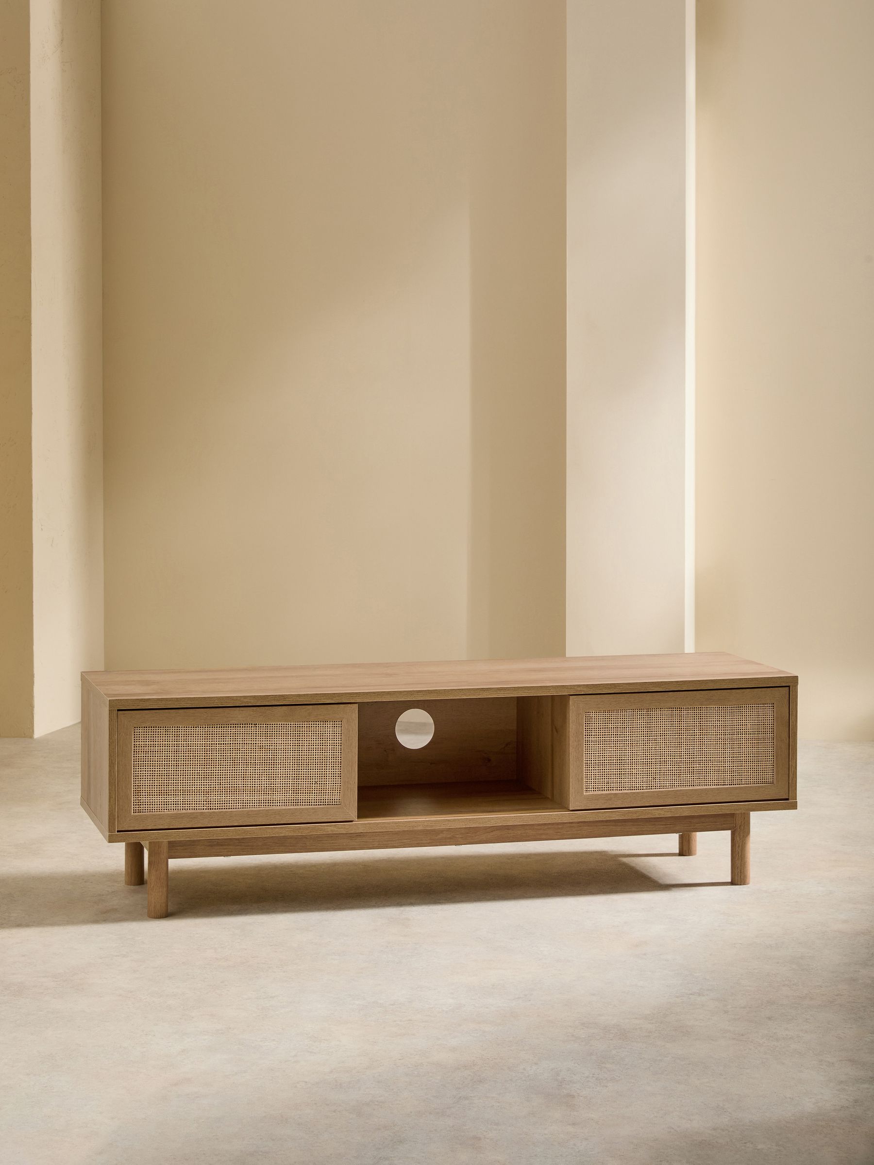 Pavia Rattan Wide Up to 50 Inch TV Unit in Oak Effect 1 - Image 3 of 5