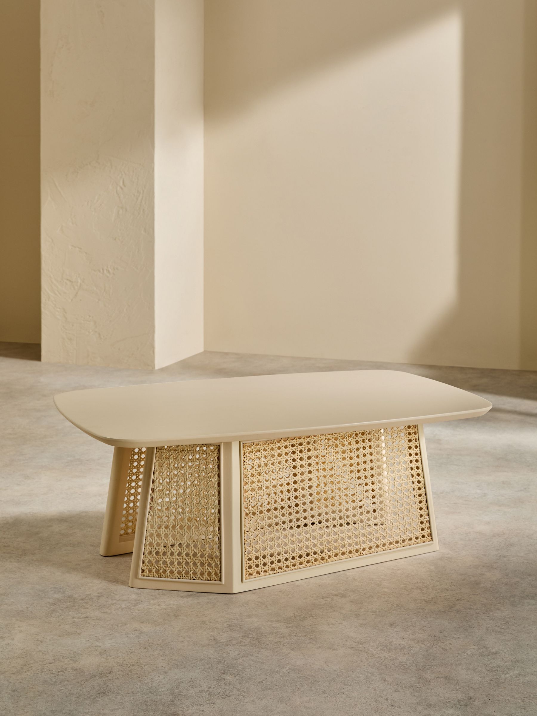 Luca Cane Coffee Table in Ecru White - Image 4 of 6
