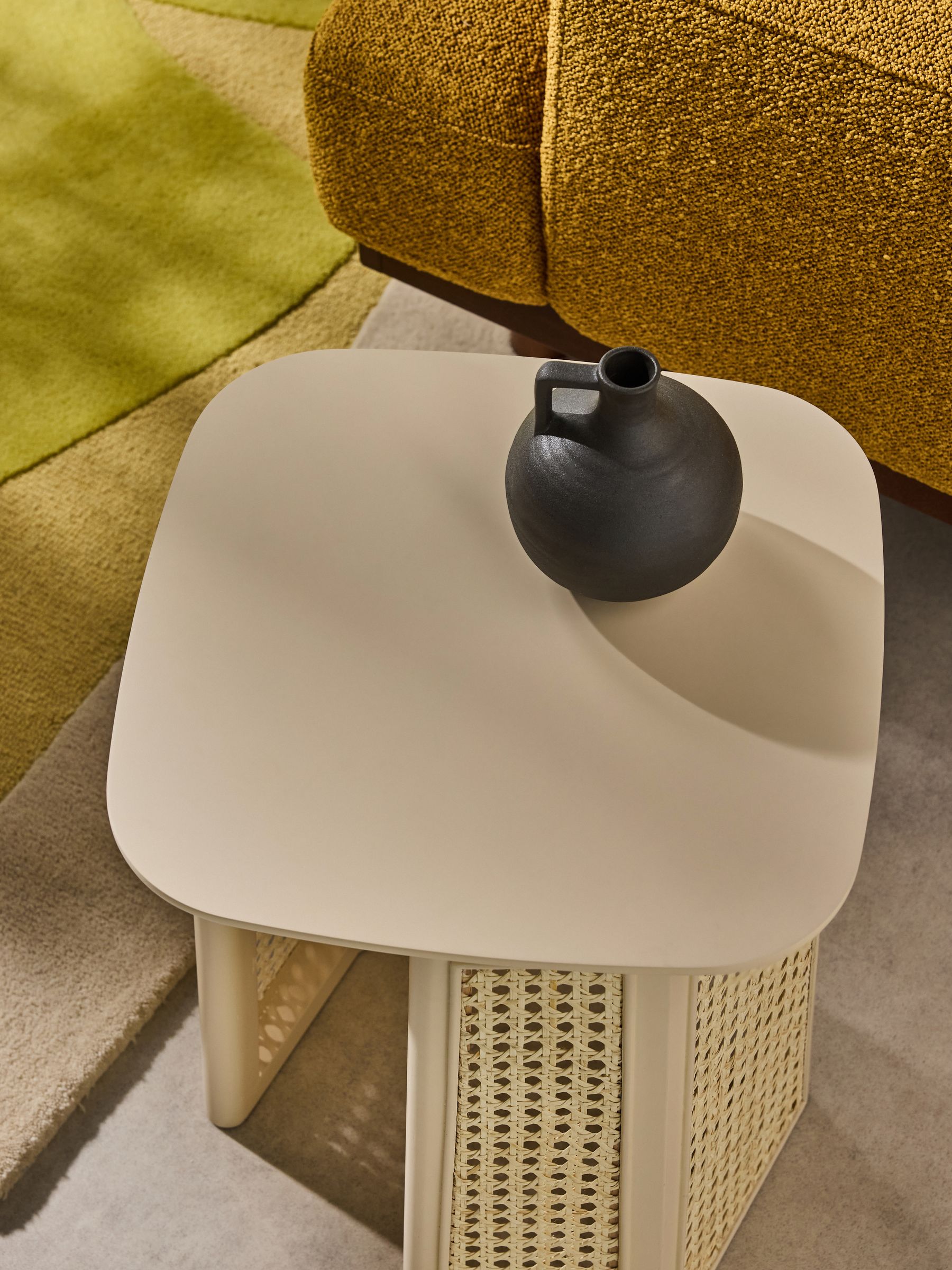 Luca Cane Side Table in Ecru White - Image 3 of 4