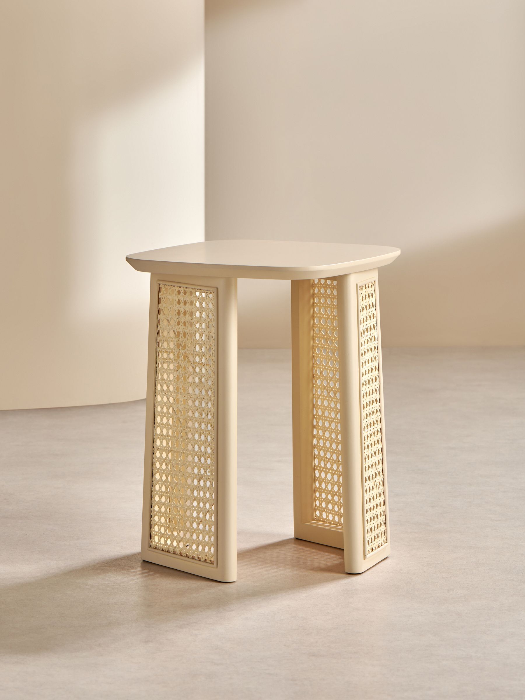 Luca Cane Side Table in Ecru White - Image 4 of 4