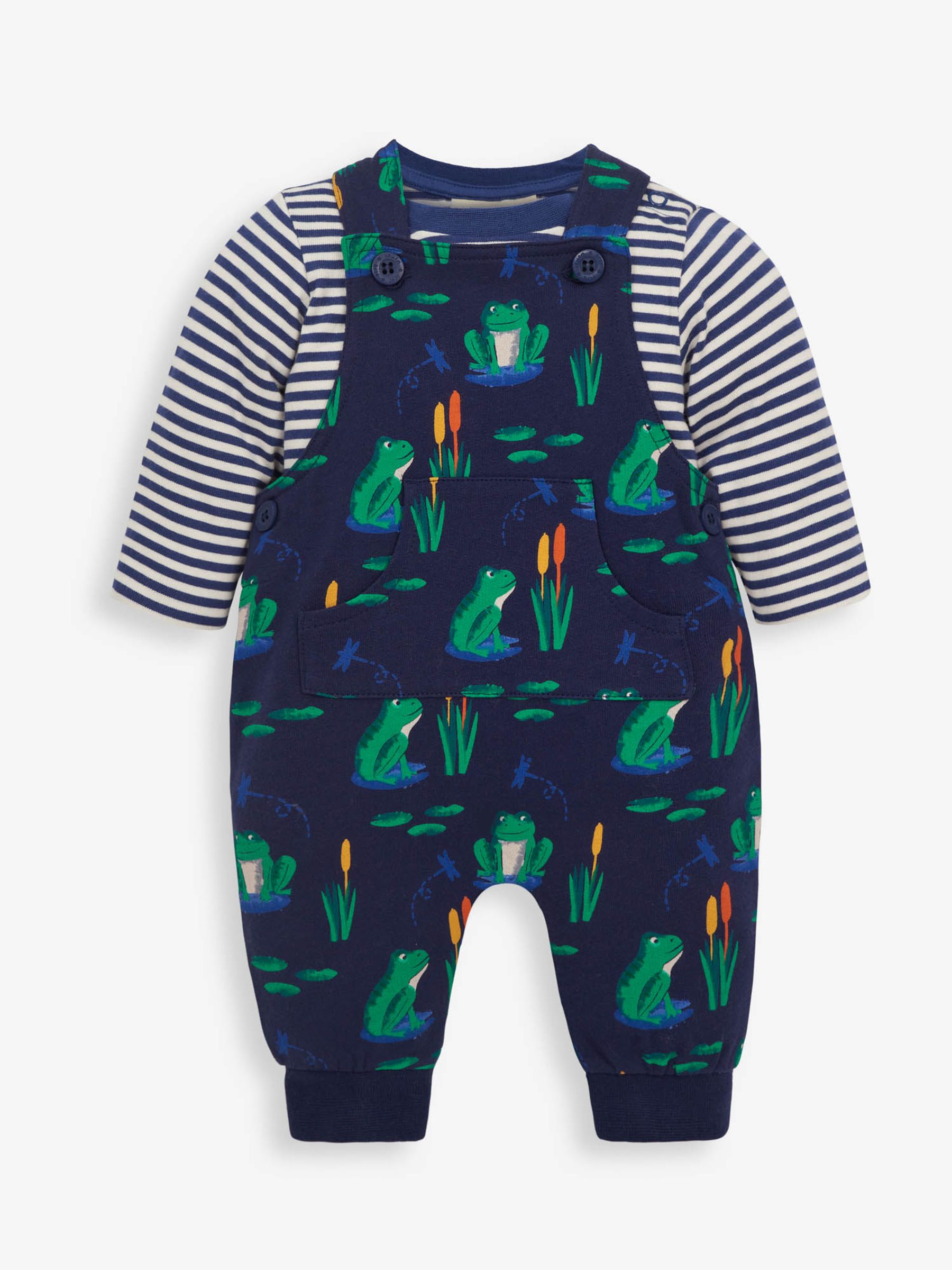 Navy 2-Piece Navy Frog Print Baby Dungarees Set - Image 1 of 4