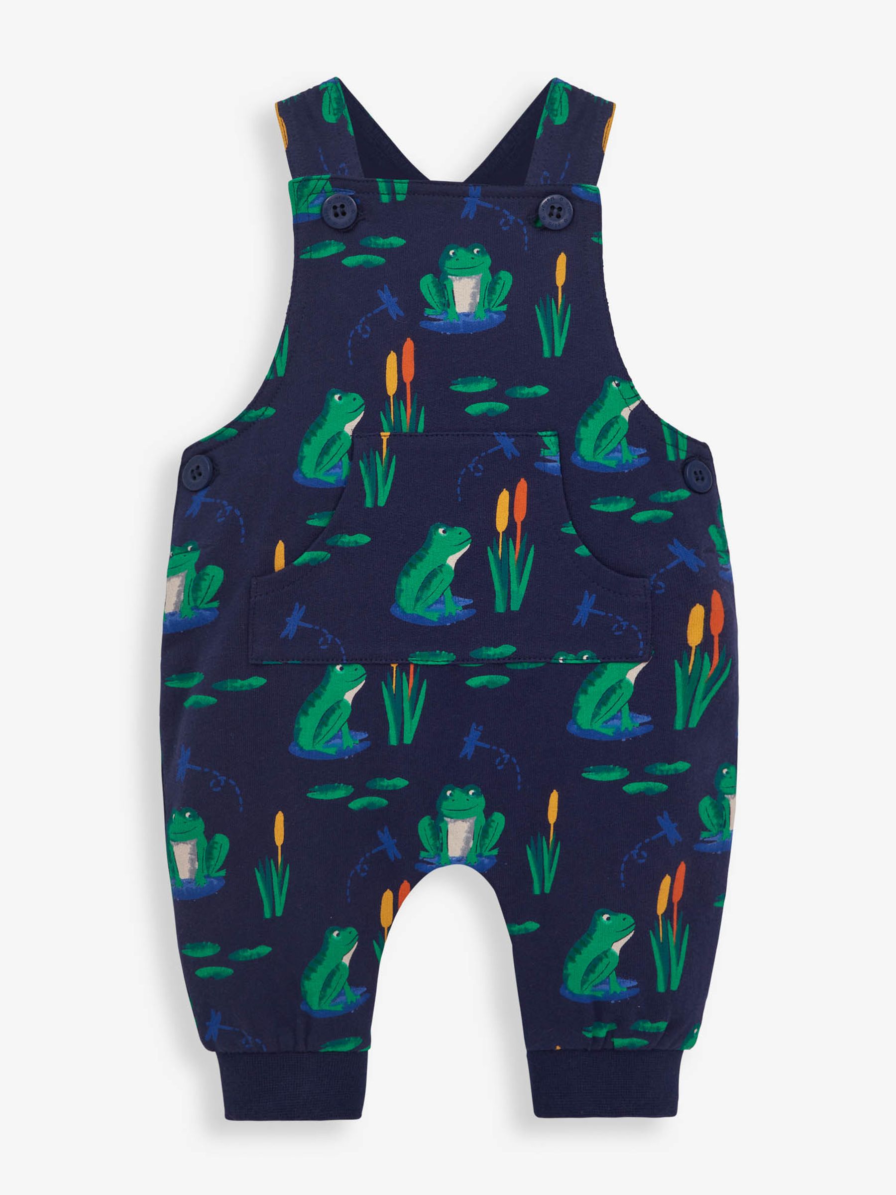 Navy 2-Piece Navy Frog Print Baby Dungarees Set - Image 3 of 4