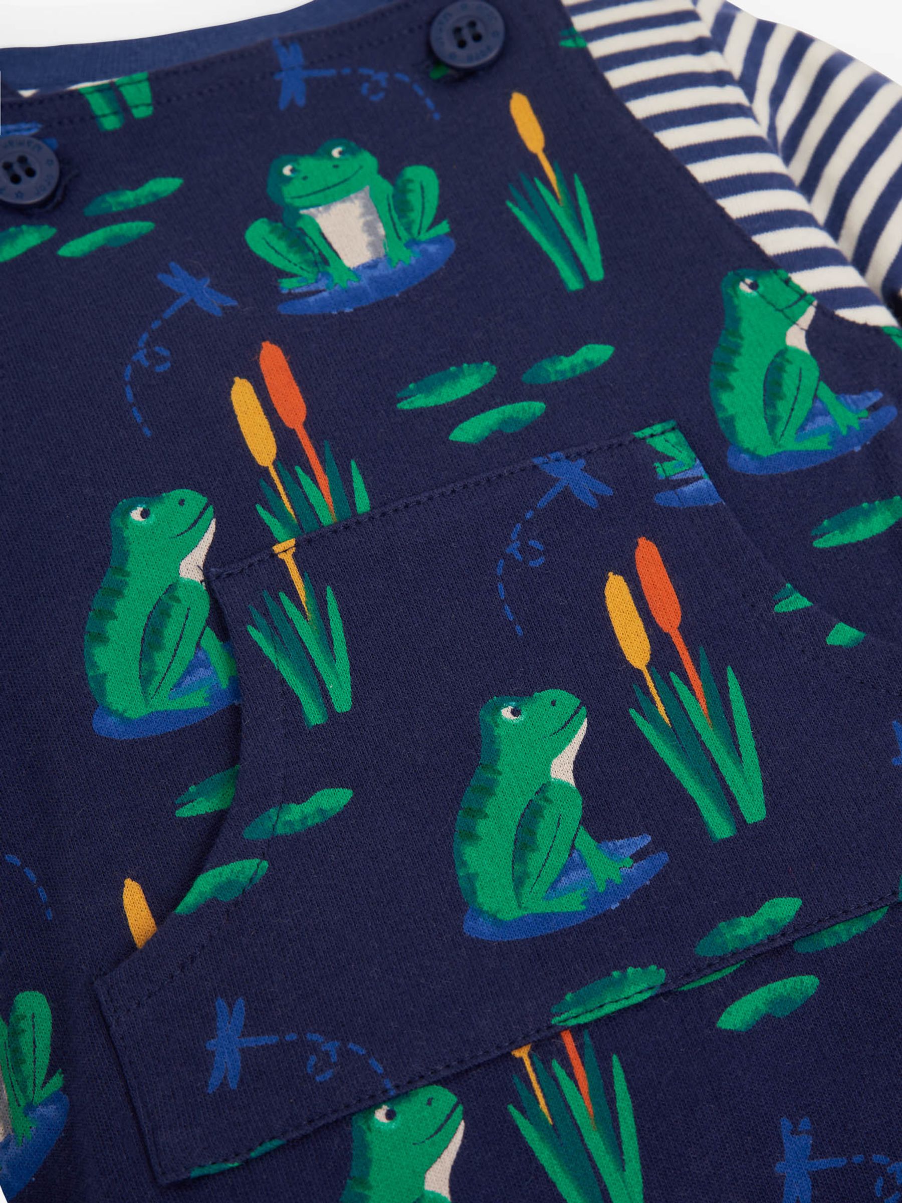 Navy 2-Piece Navy Frog Print Baby Dungarees Set - Image 4 of 4