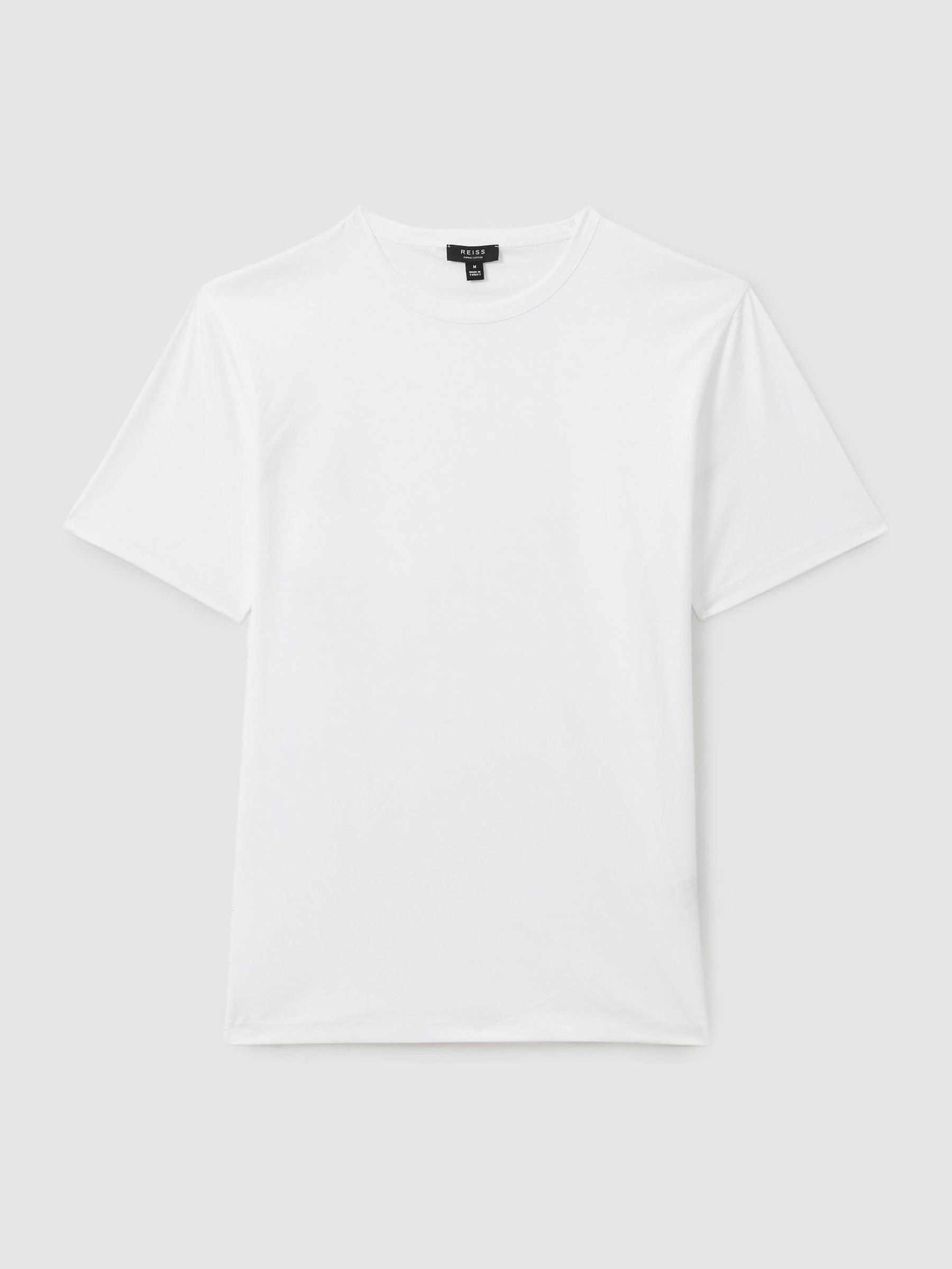 Cotton Crew Neck T-Shirt in White - Image 2 of 6