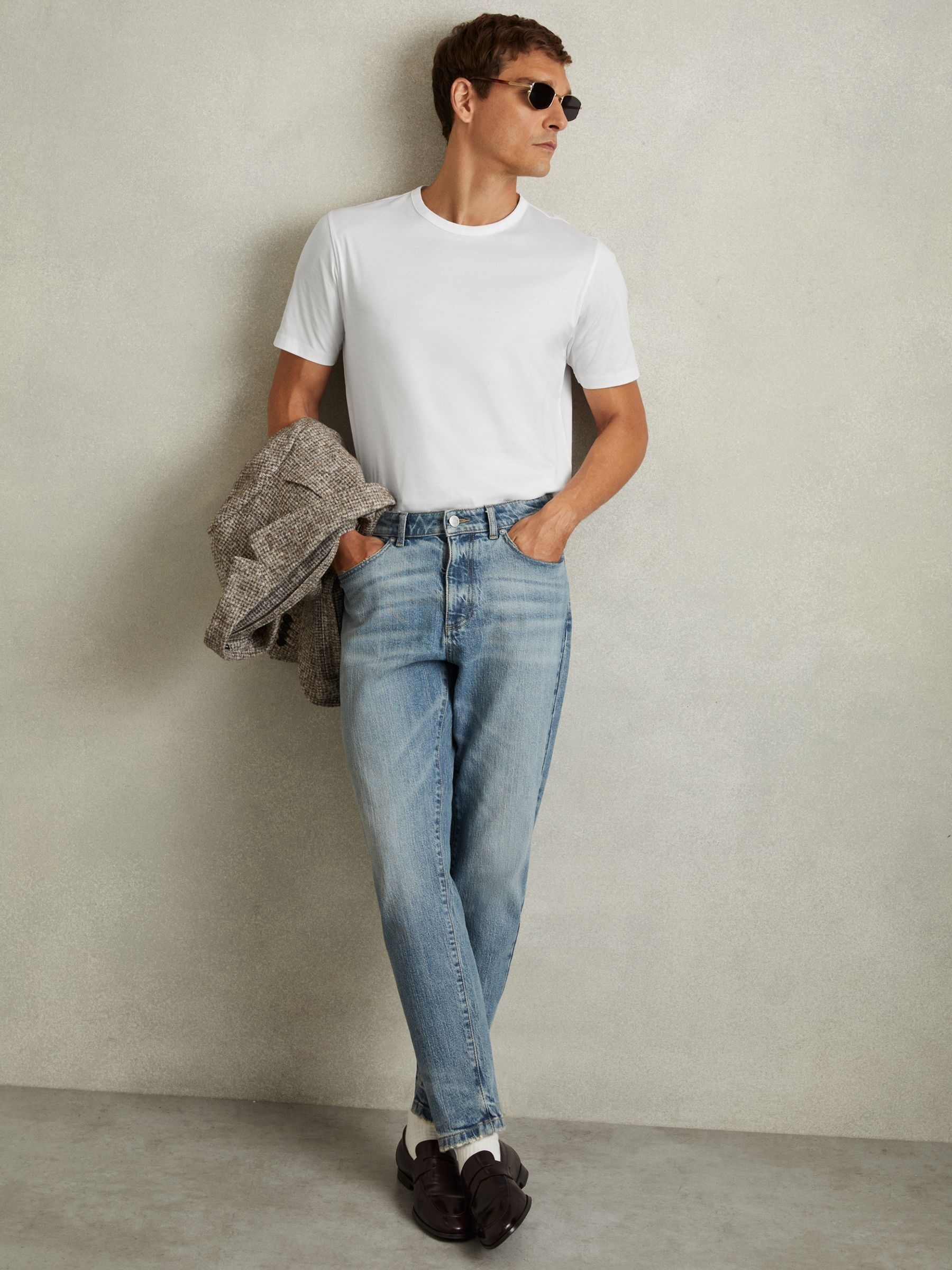 Cotton Crew Neck T-Shirt in White - Image 3 of 6