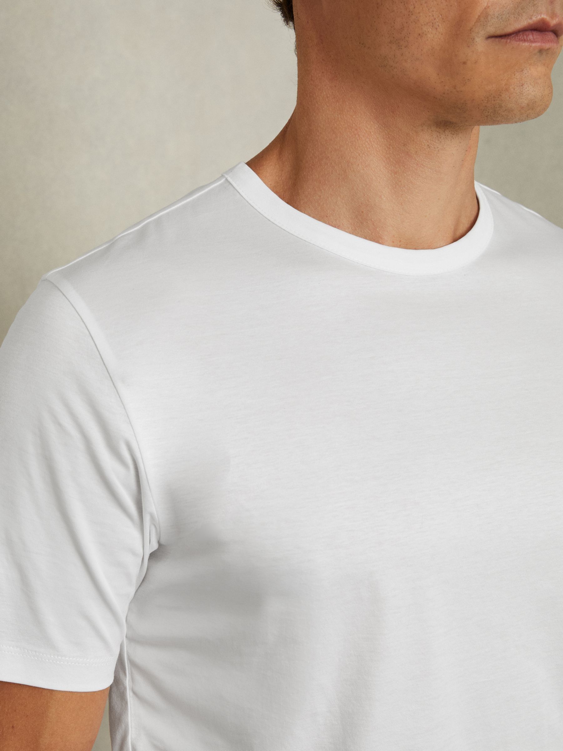 Cotton Crew Neck T-Shirt in White - Image 4 of 6