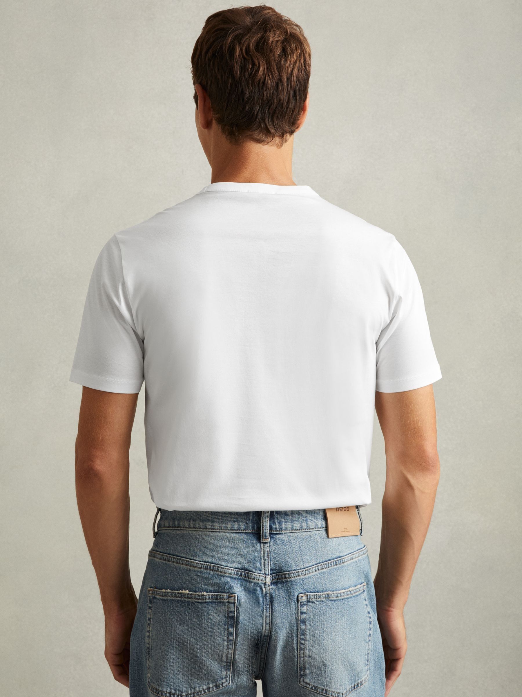 Cotton Crew Neck T-Shirt in White - Image 5 of 6