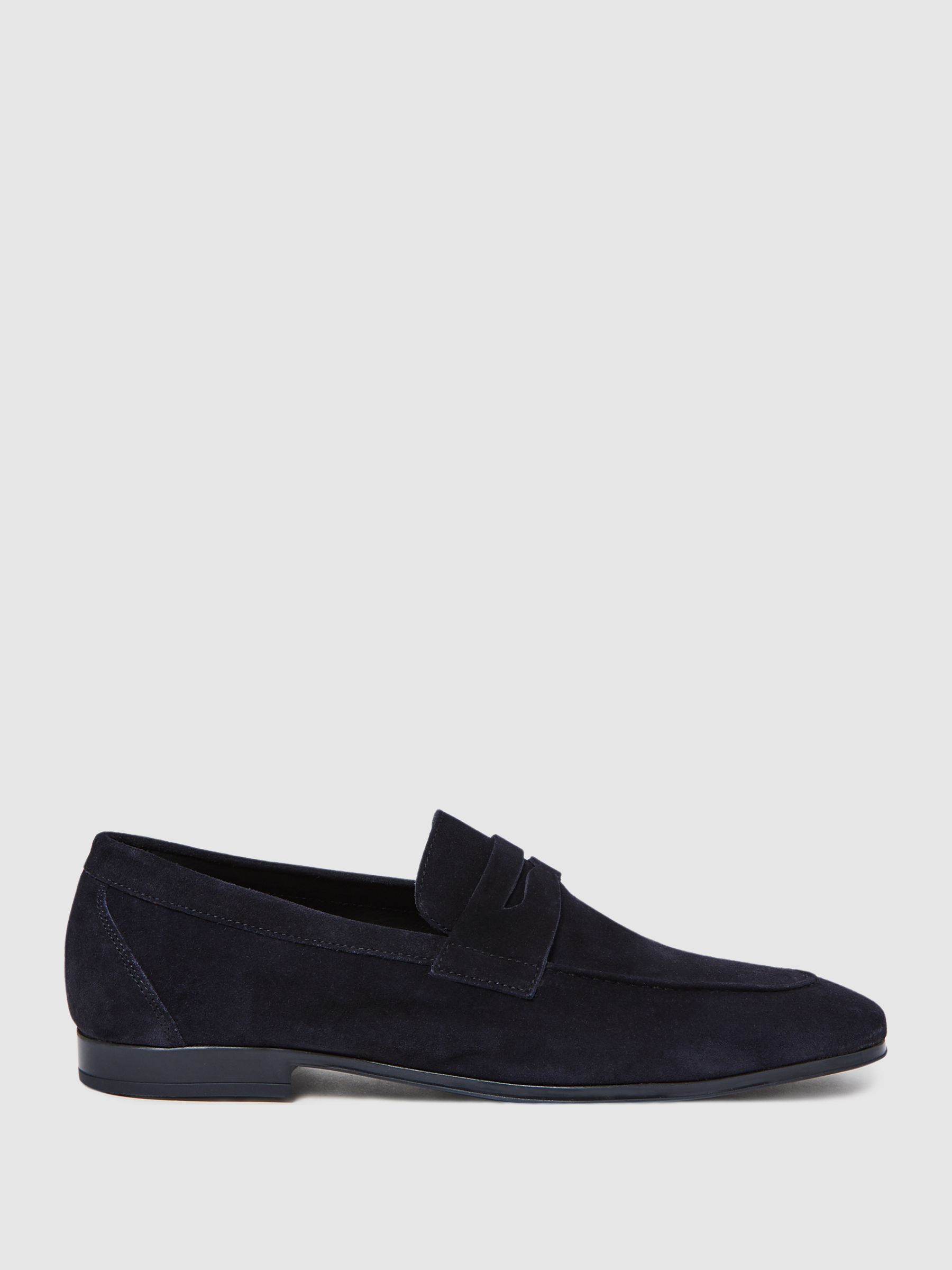 Suede Slip On Loafers in Navy - Image 1 of 5 Suede Slip On Loafers in Navy - Image 1 of 5