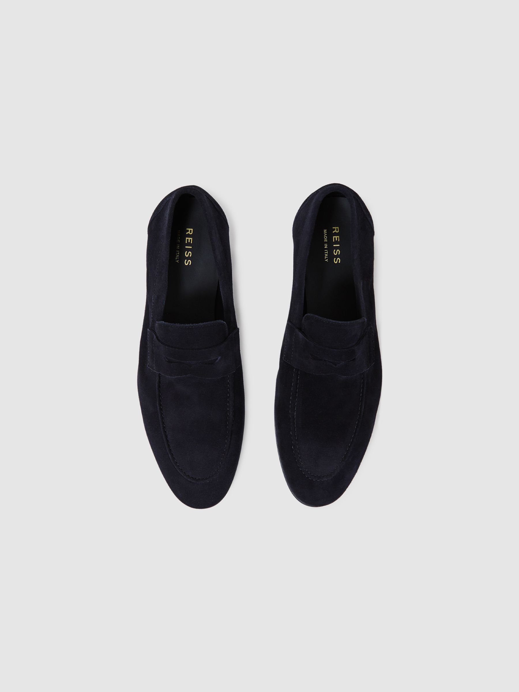 Suede Slip On Loafers in Navy - Image 3 of 5
