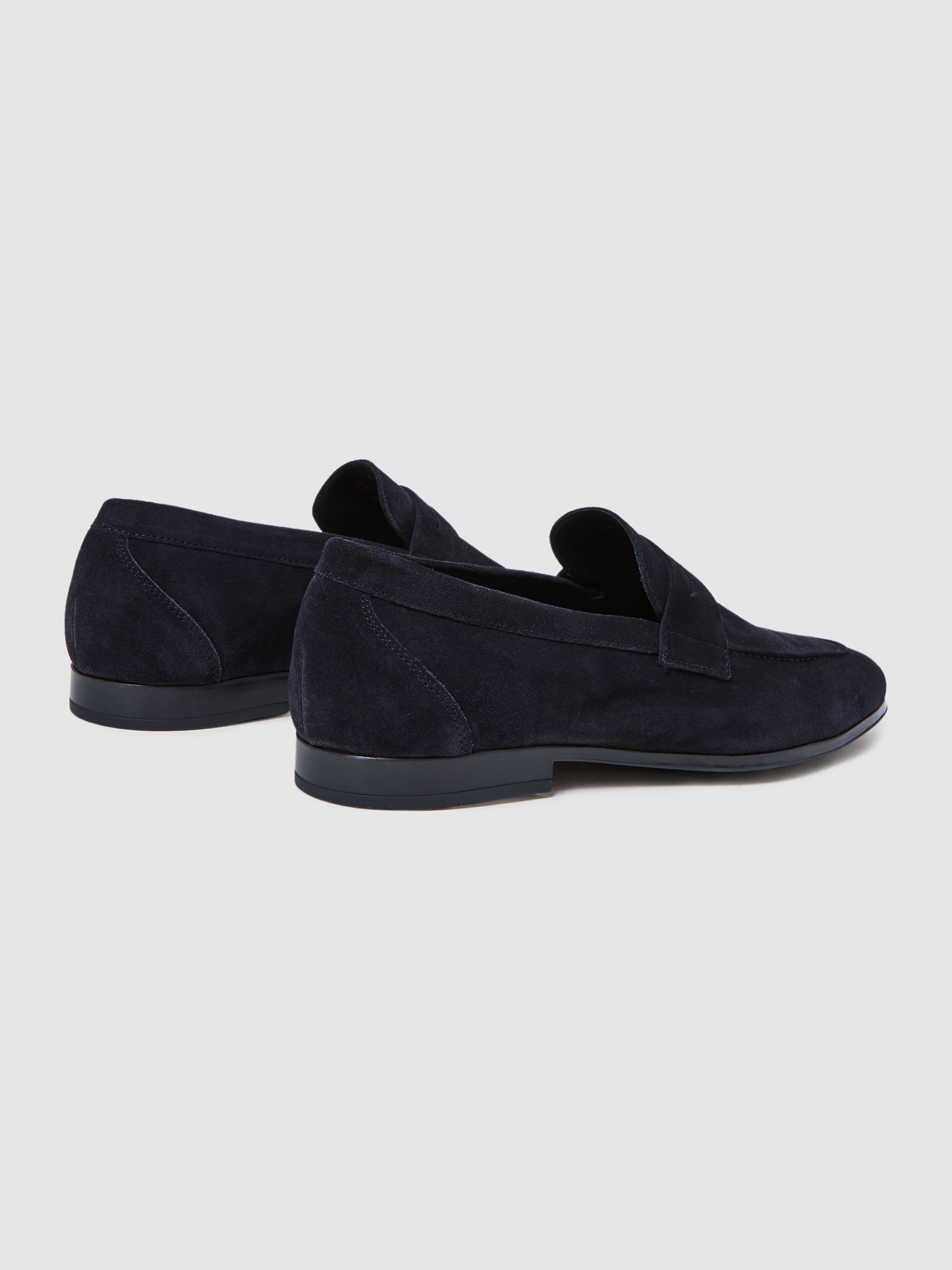 Suede Slip On Loafers in Navy - Image 4 of 5