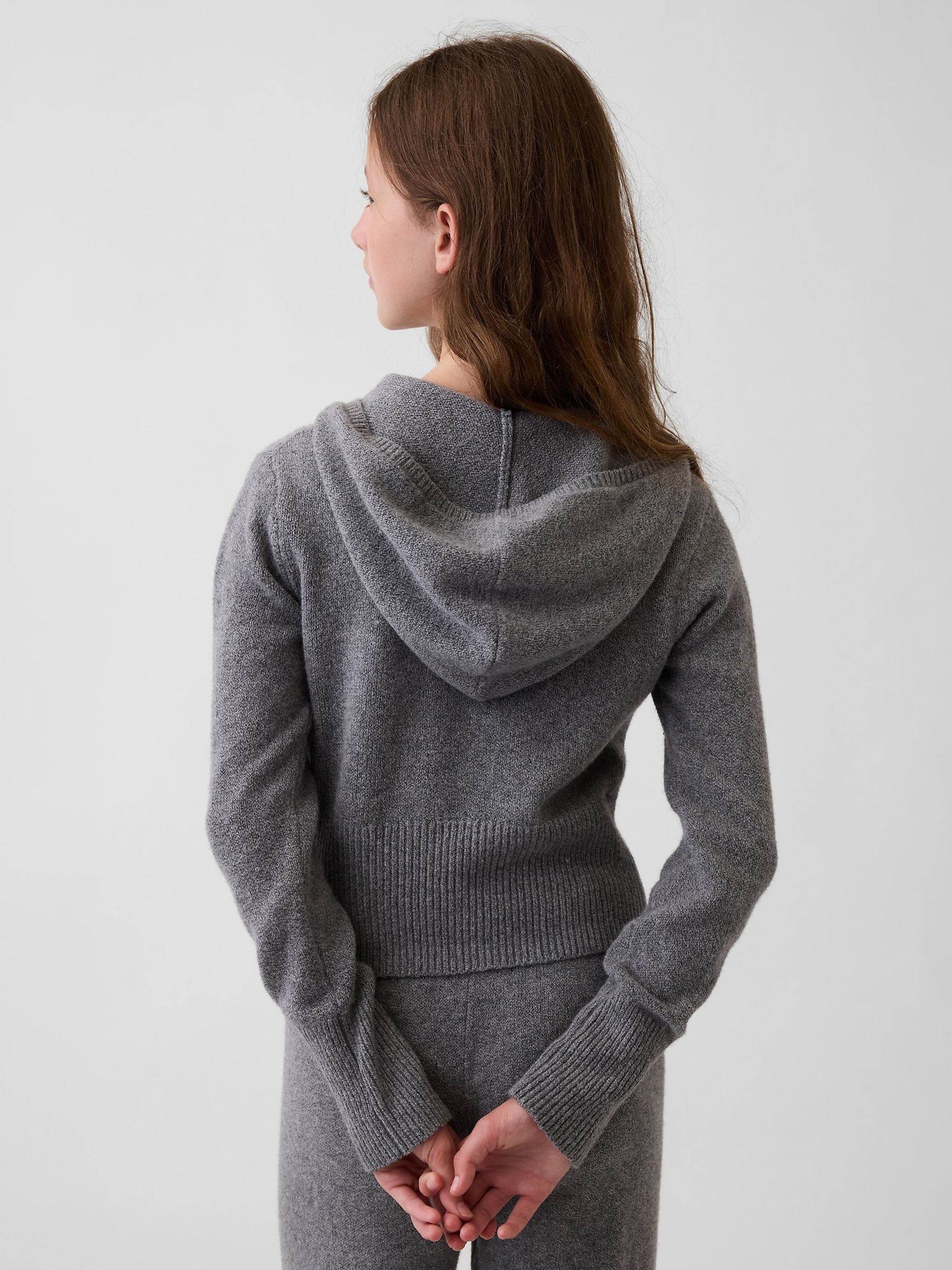 Grey CashSoft Zip-Up Knitted Hoodie - Image 2 of 6 Grey CashSoft Zip-Up Knitted Hoodie - Image 2 of 6
