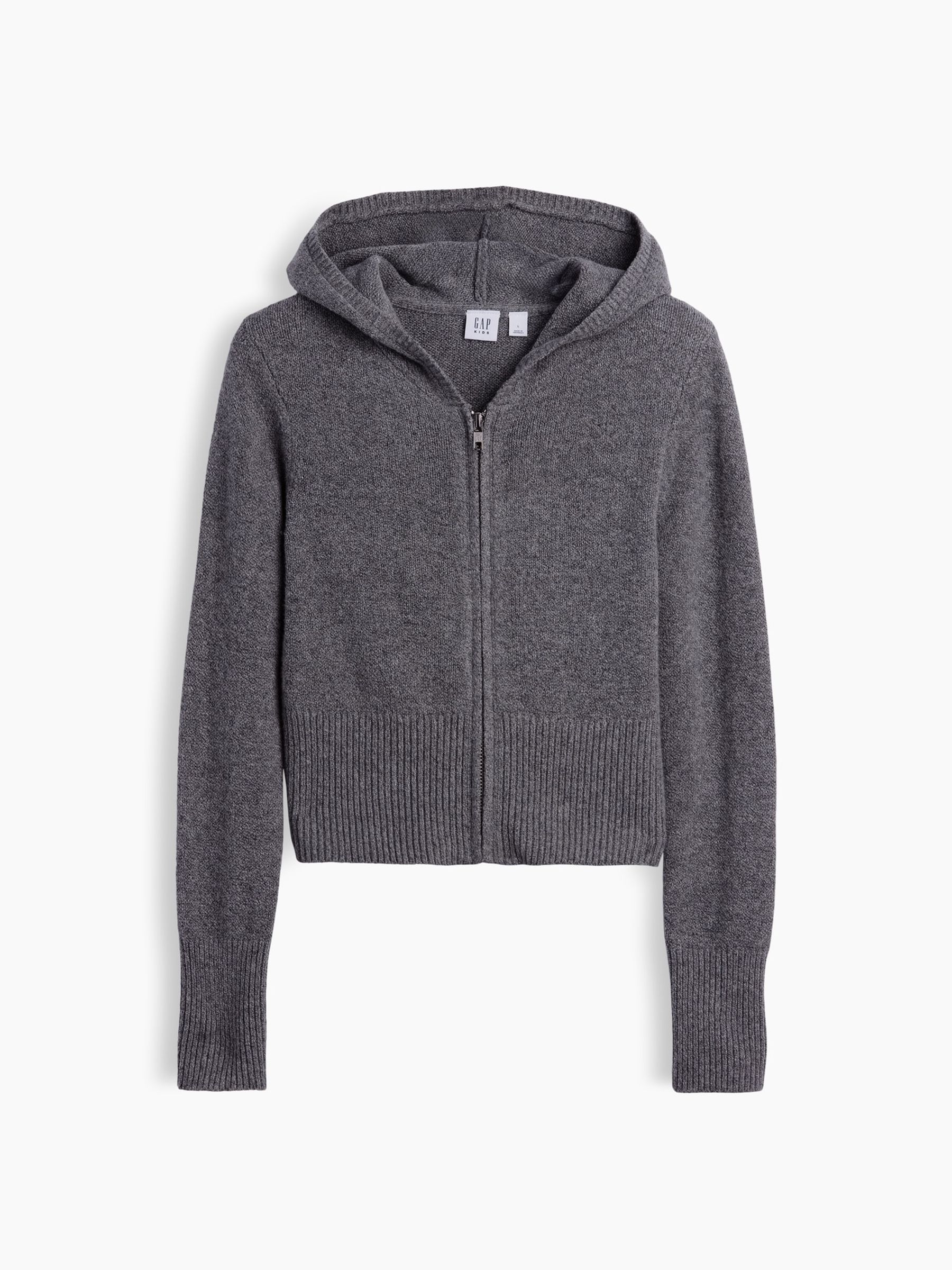Grey CashSoft Zip-Up Knitted Hoodie - Image 5 of 6
