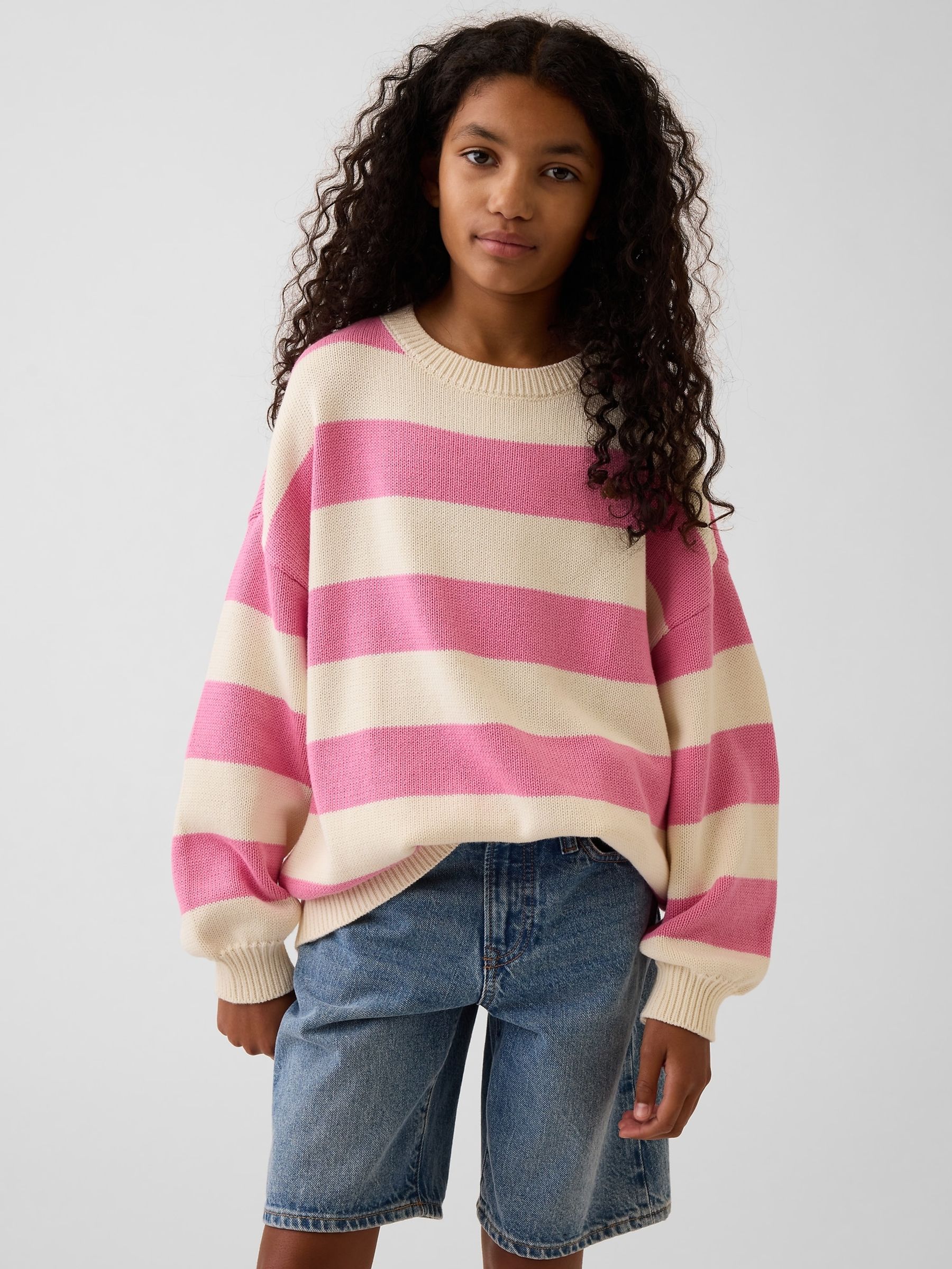 Pink Stripe Oversized Sweater - Image 1 of 5
