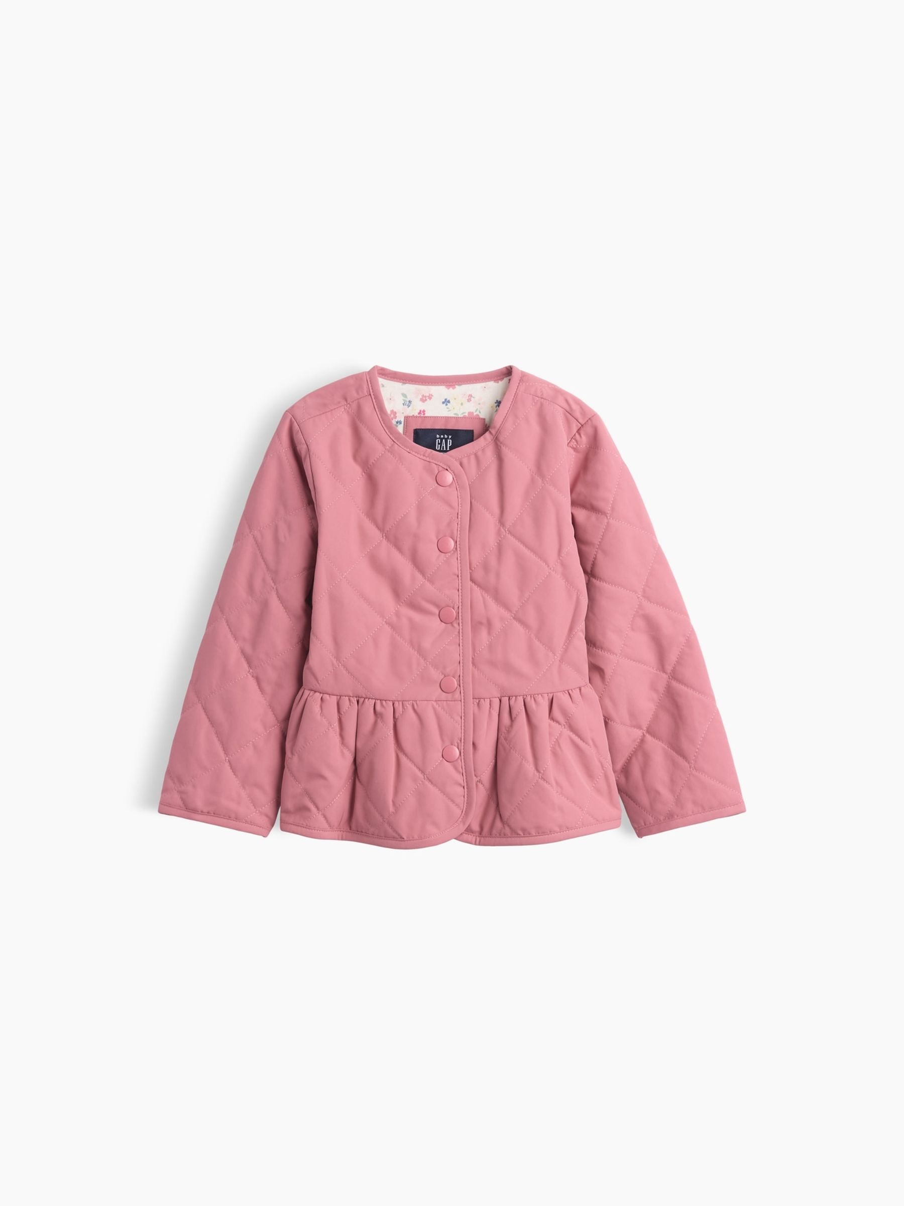 Pink Quilted Peplum Jacket - Image 1 of 2