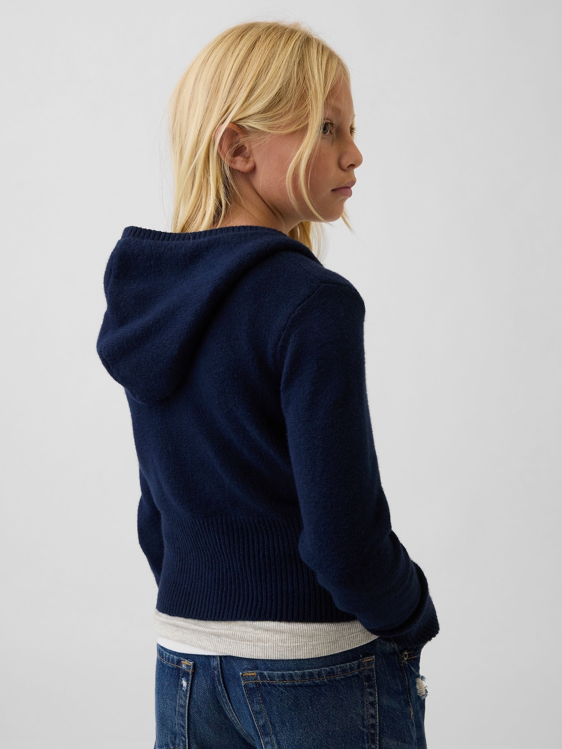 Navy CashSoft Zip-Up Knitted Hoodie - Image 2 of 6
