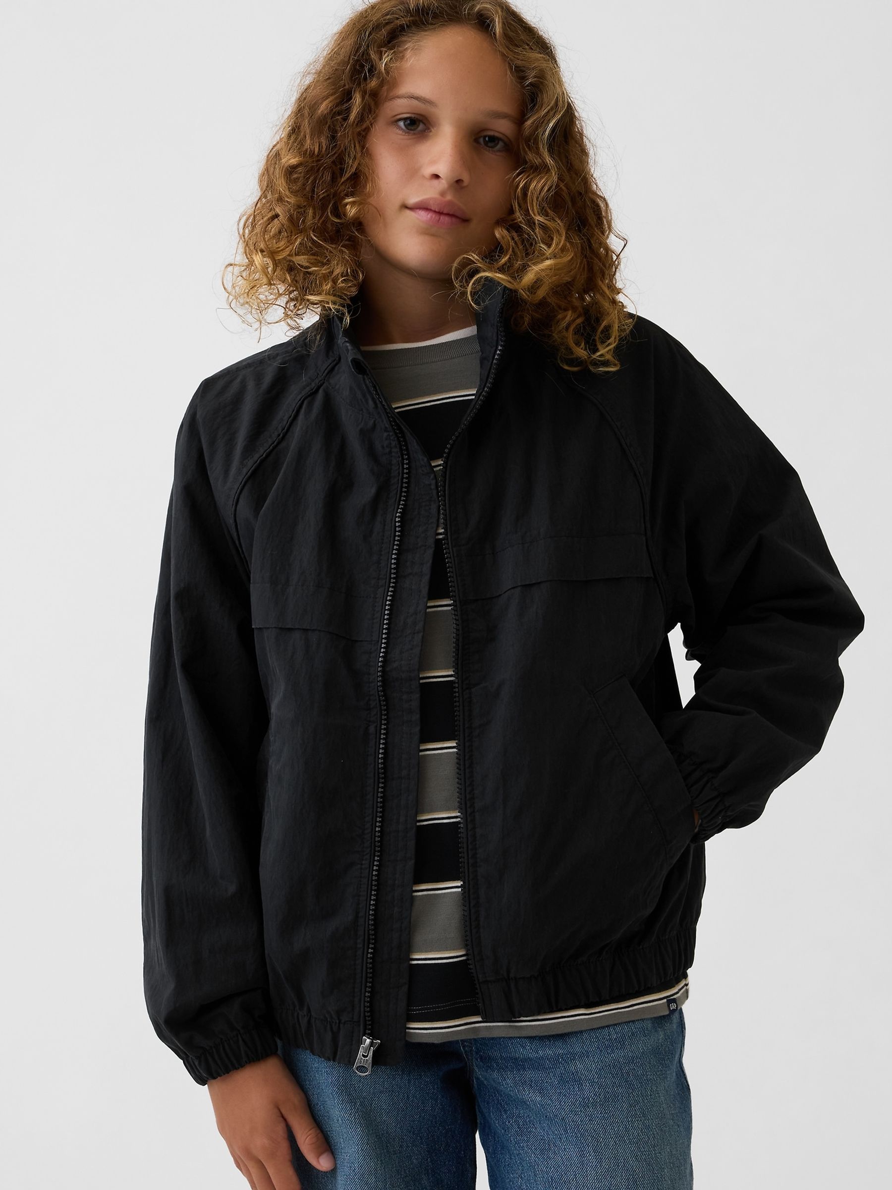 Black Relaxed Track Jacket - Image 1 of 5