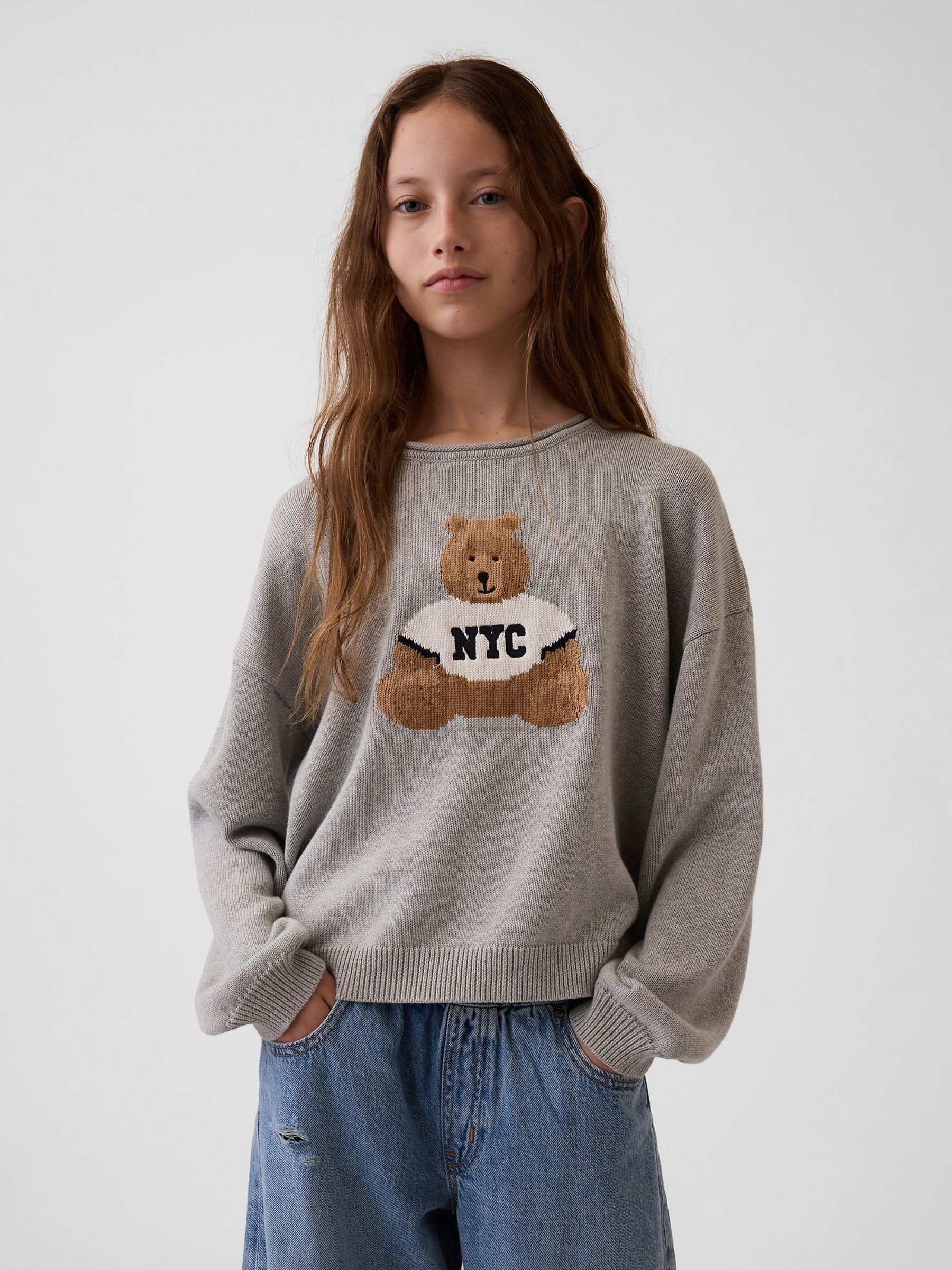 Grey Brannan Bear Oversized Rolled Neck Jumper - Image 1 of 5