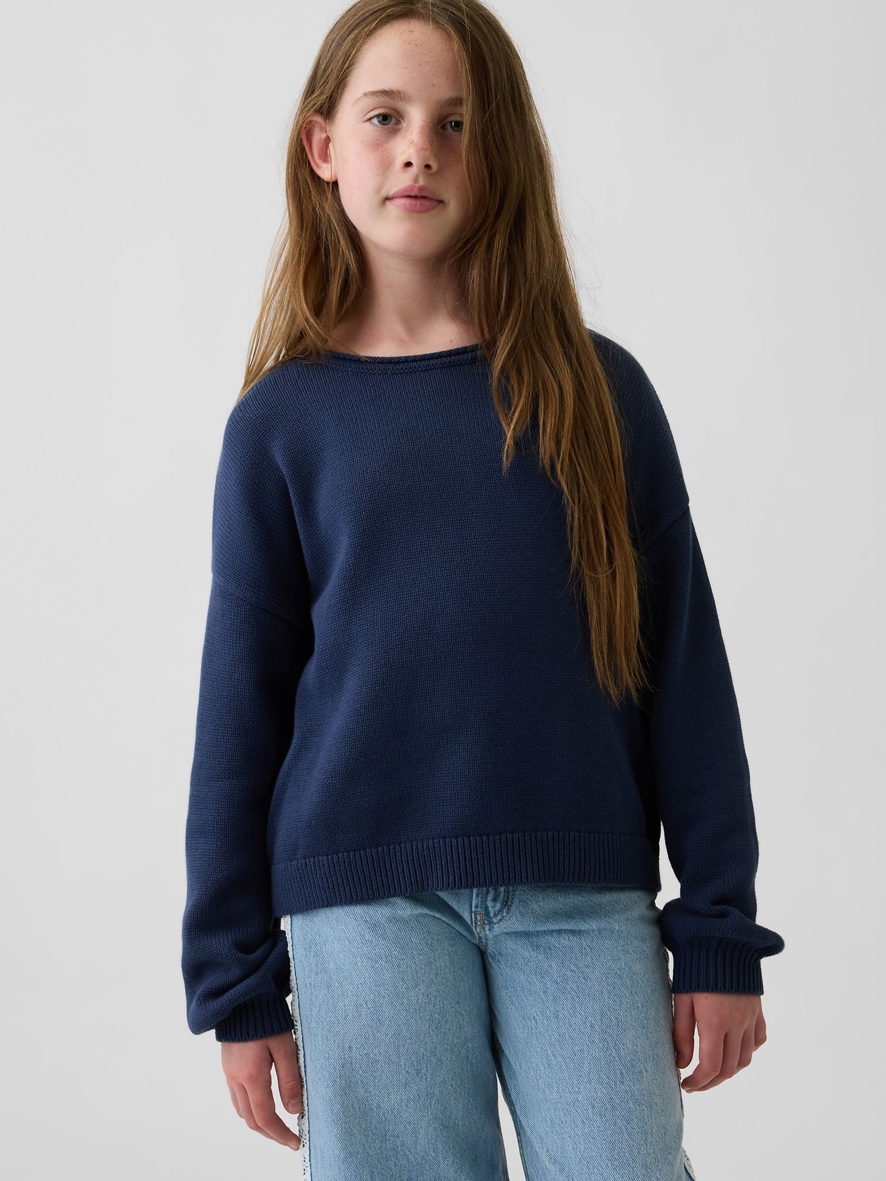Blue Oversized Rolled Neck Jumper - Image 1 of 5
