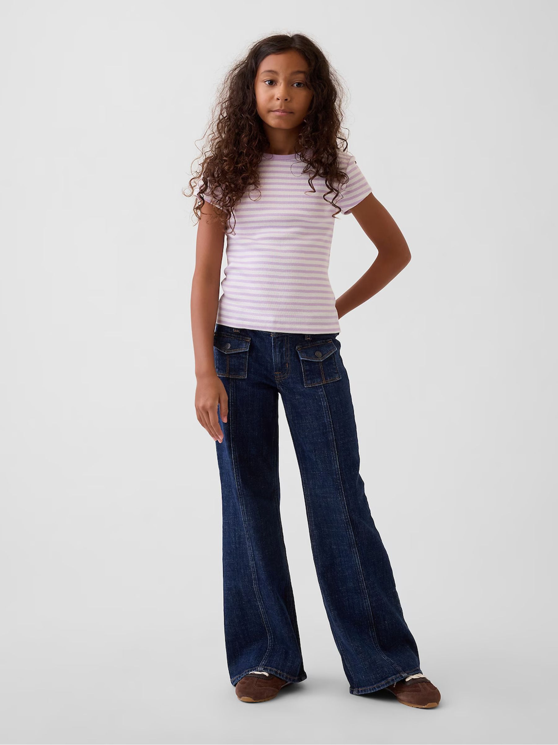Dark Wash Low Rise Relaxed Flare Jeans - Image 1 of 6
